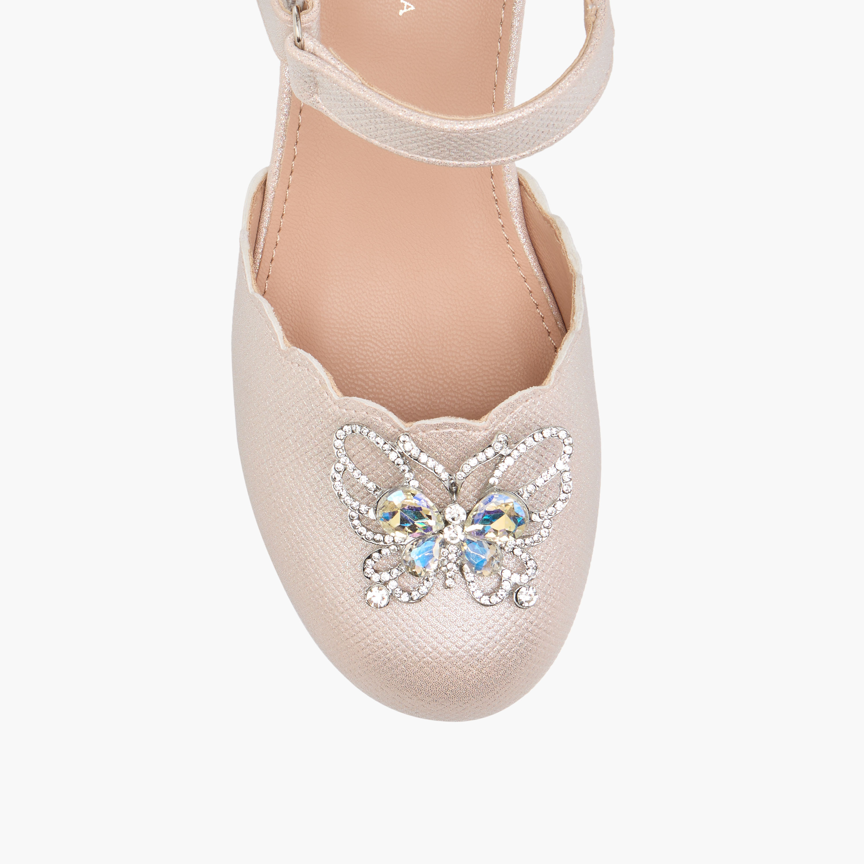 Flora Bella Embellished Block Heel Shoes with Hook and Loop Closure-girls-shoes-sandals-image-4