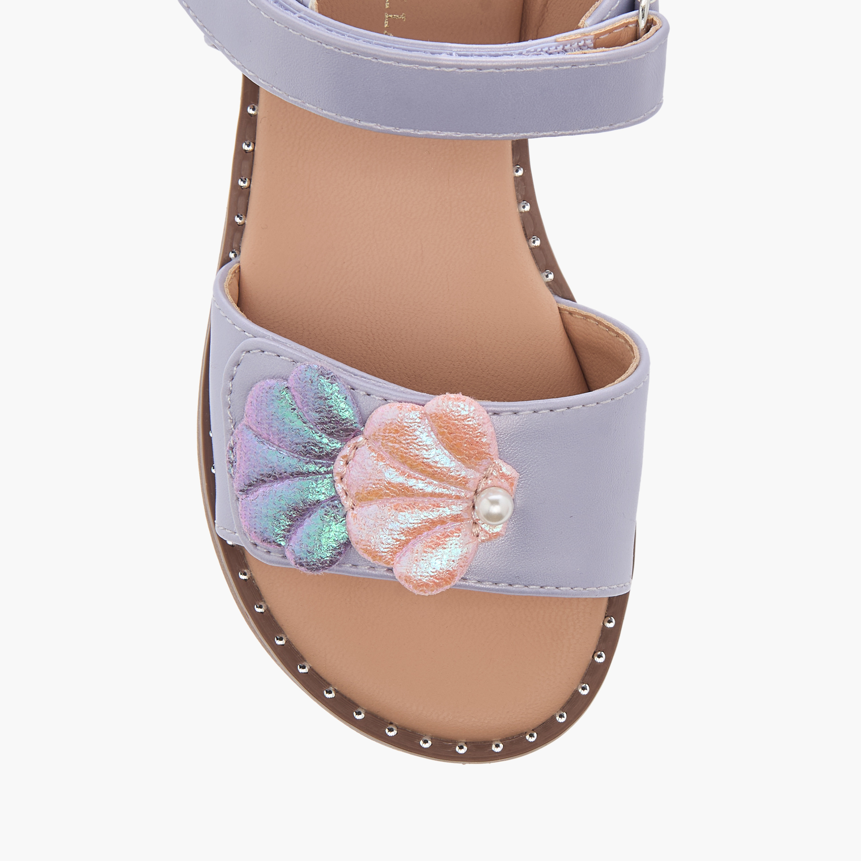 Flora Bella Seashell Applique Sandals with Hook and Loop Closure-girls-shoes-sandals-image-3