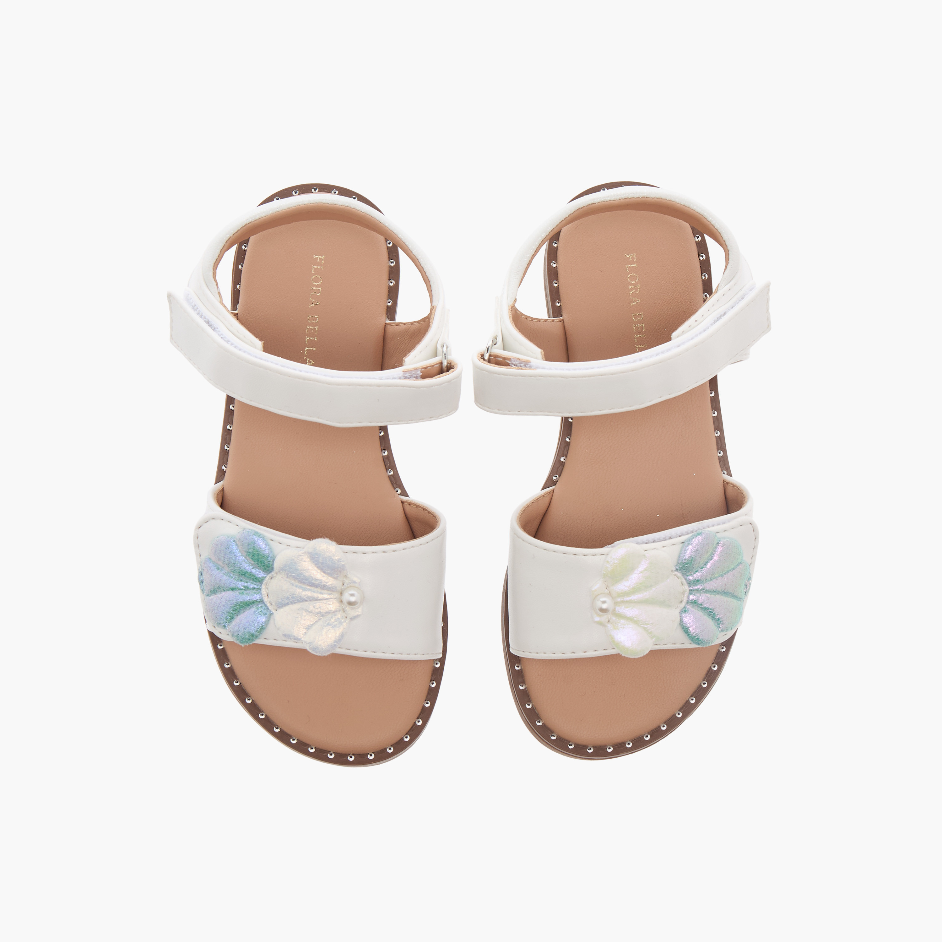 Flora Bella Seashell Applique Sandals with Hook and Loop Closure-girls-shoes-sandals-image-1