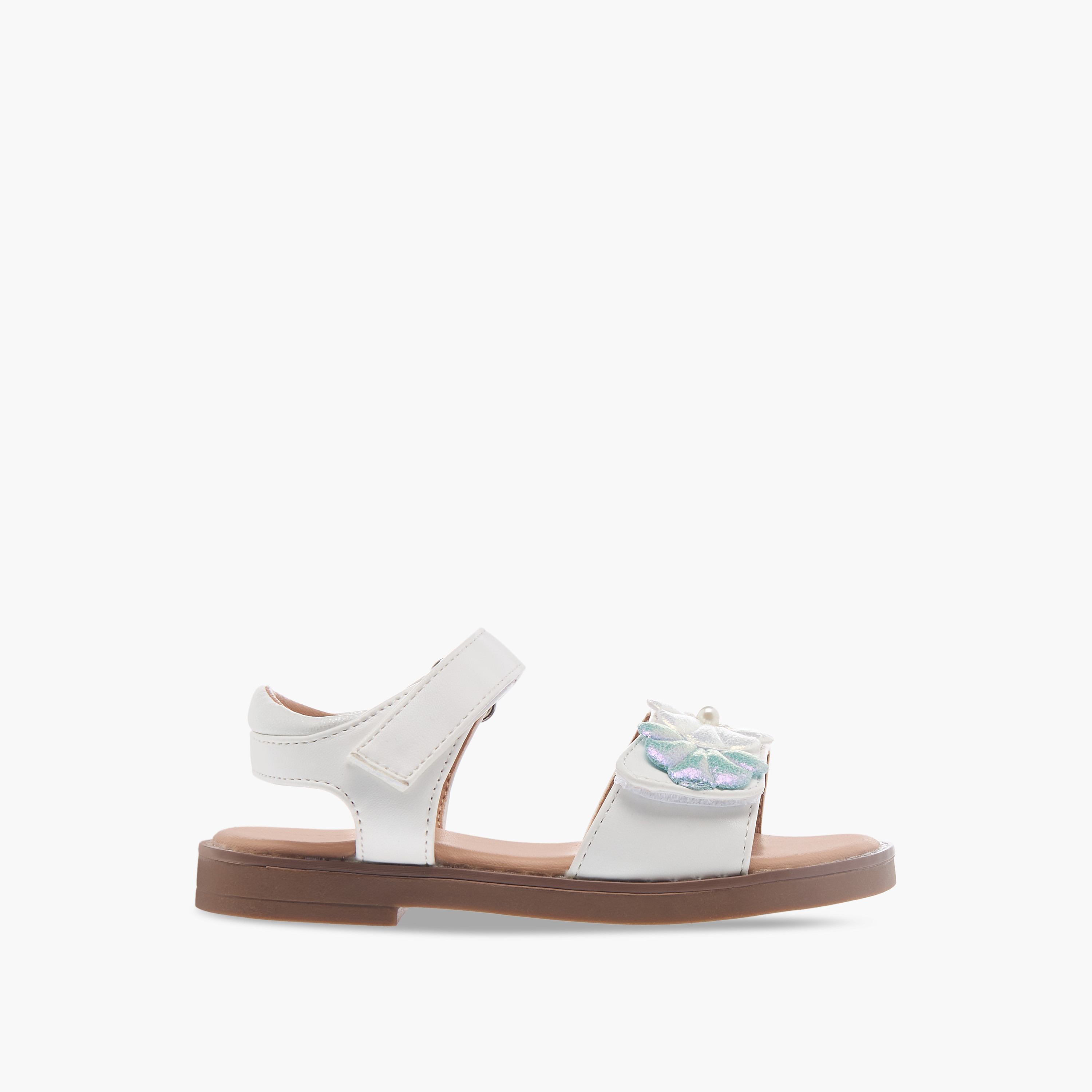 Flora Bella Seashell Applique Sandals with Hook and Loop Closure-girls-shoes-sandals-image-2