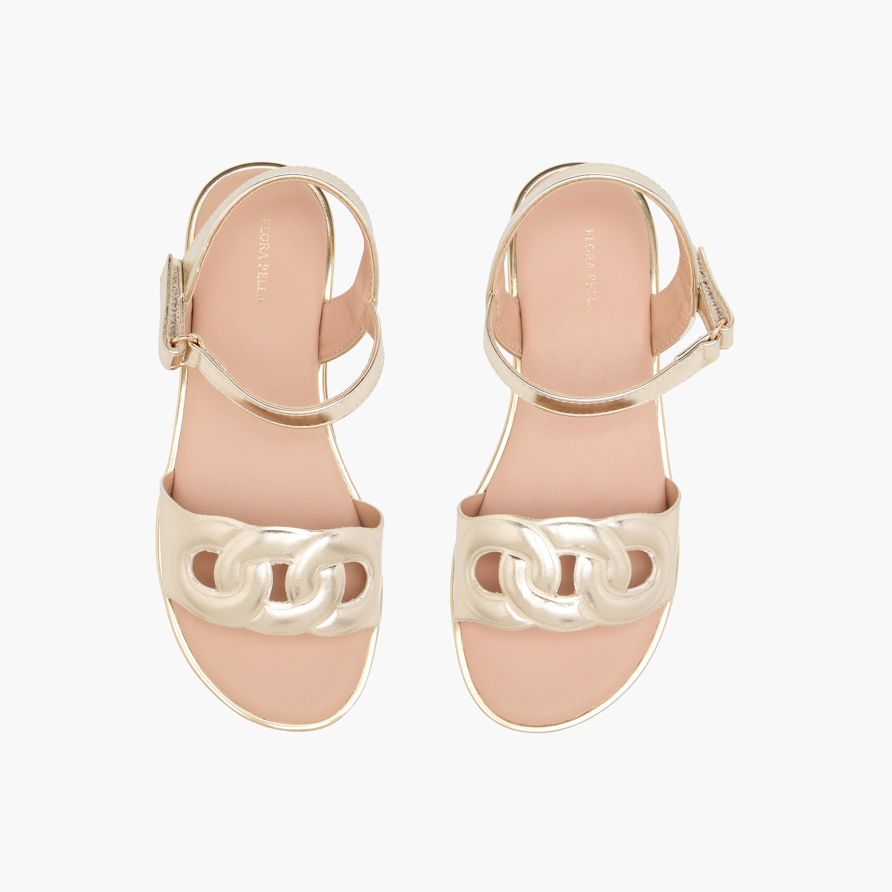 Flora Bella Cutout Detail Sandals with Hook and Loop Closure-girls-shoes-sandals-image-1