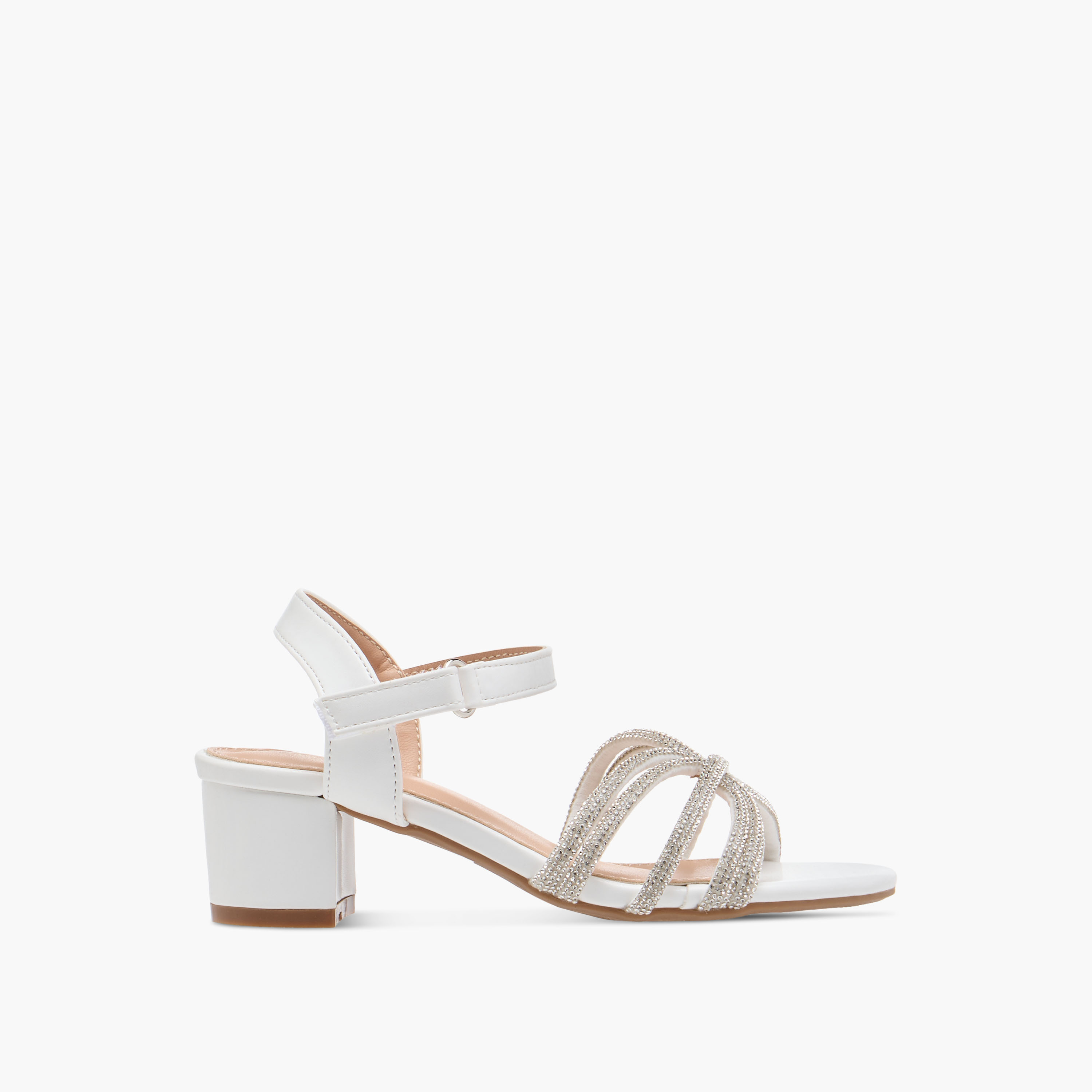 Flora Bella Embellished Block Heel Sandals with Hook and Loop Closure-girls-shoes-sandals-image-3