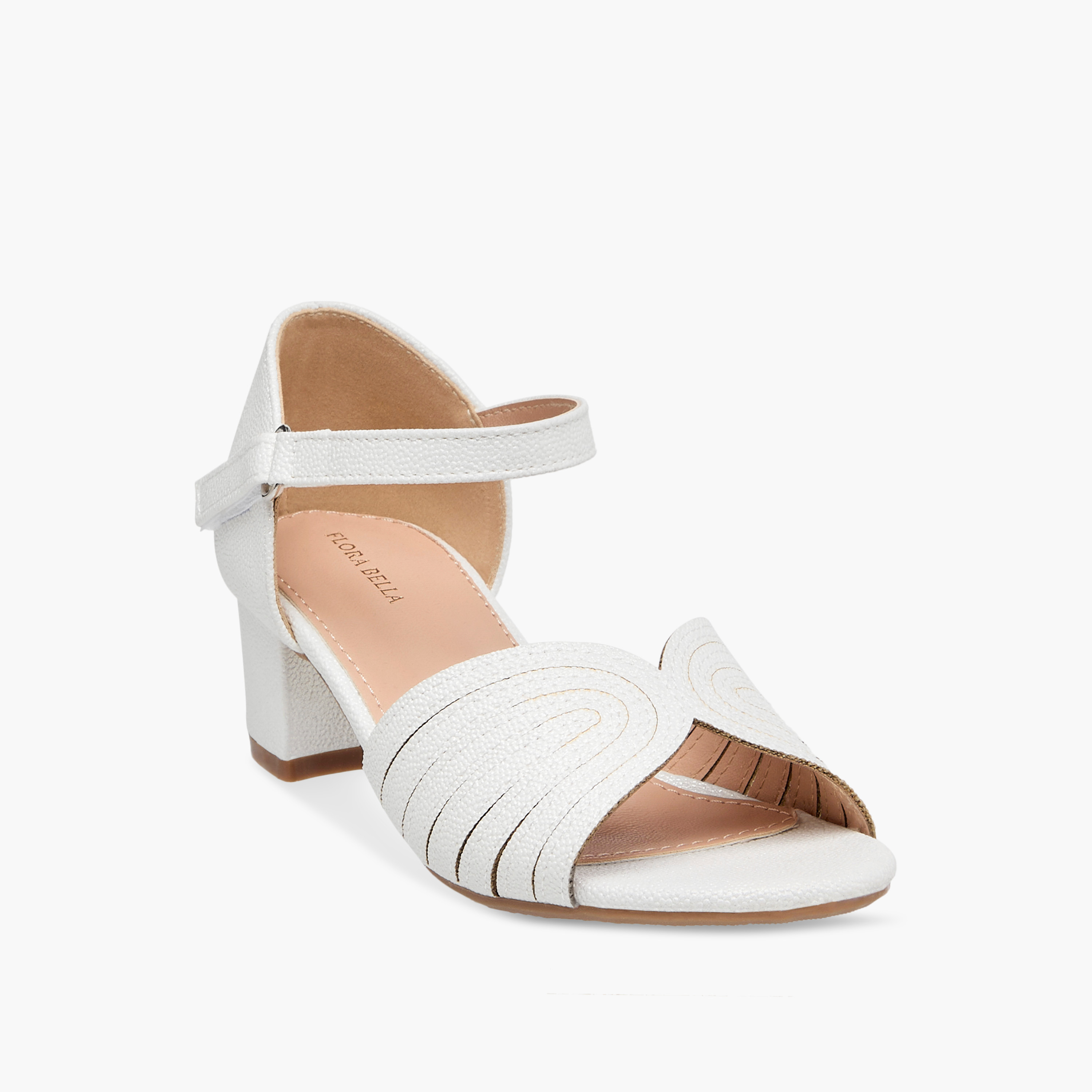 Flora Bella Textured Block Heel Sandals with Hook and Loop Closure-girls-shoes-sandals-image-2