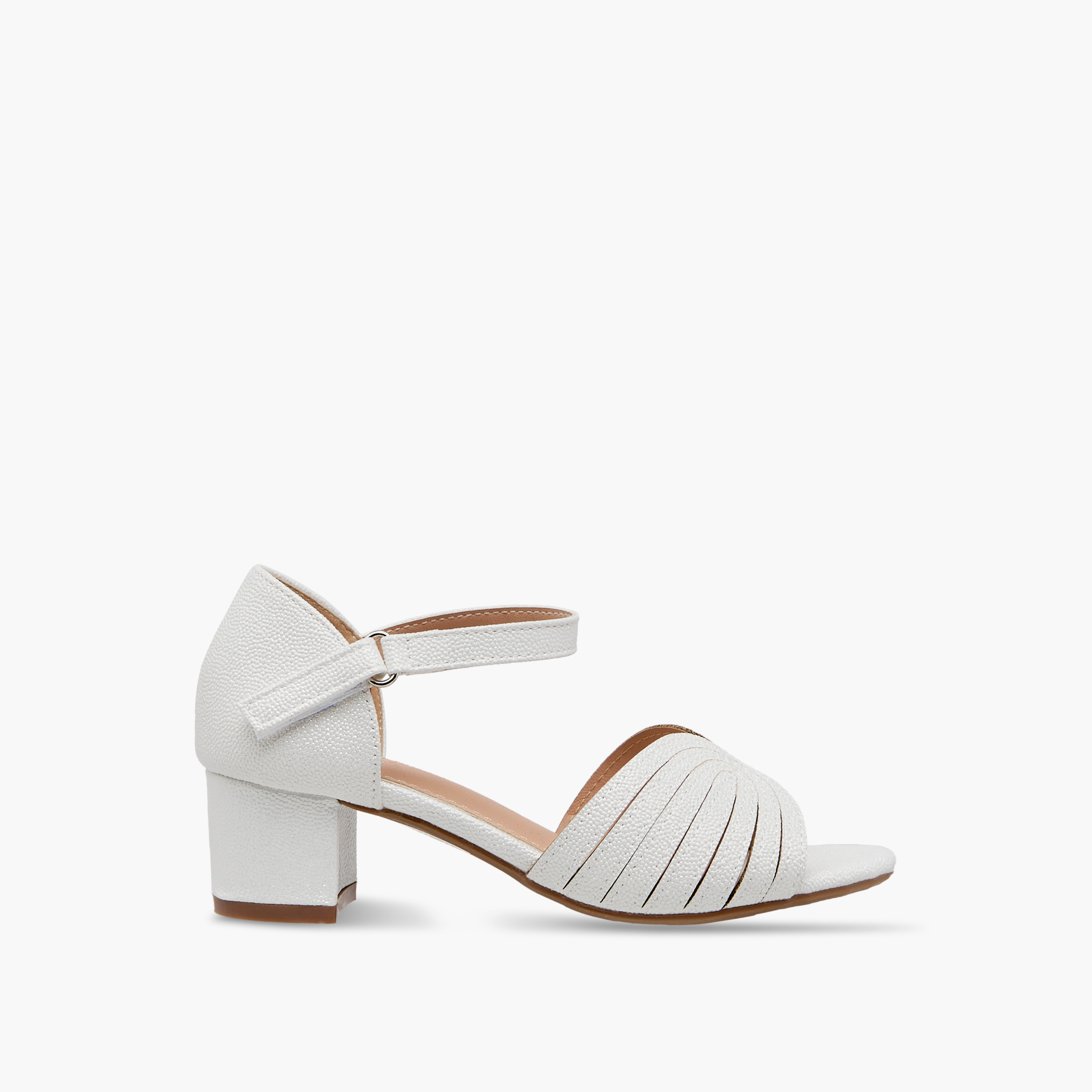 Flora Bella Textured Block Heel Sandals with Hook and Loop Closure-girls-shoes-sandals-image-3