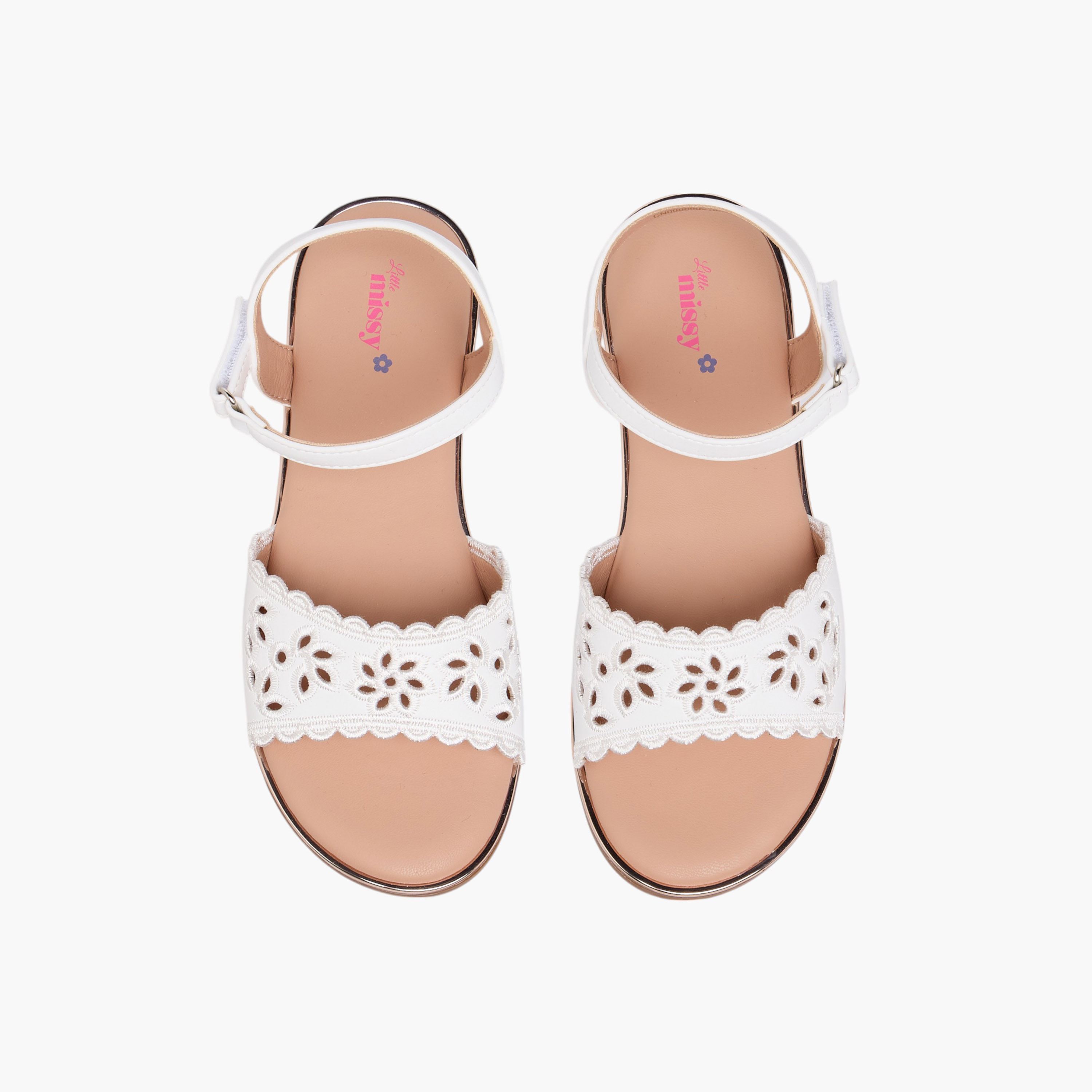 Little Missy Cutout Detail Sandals with Hook and Loop Closure-girls-shoes-sandals-image-1