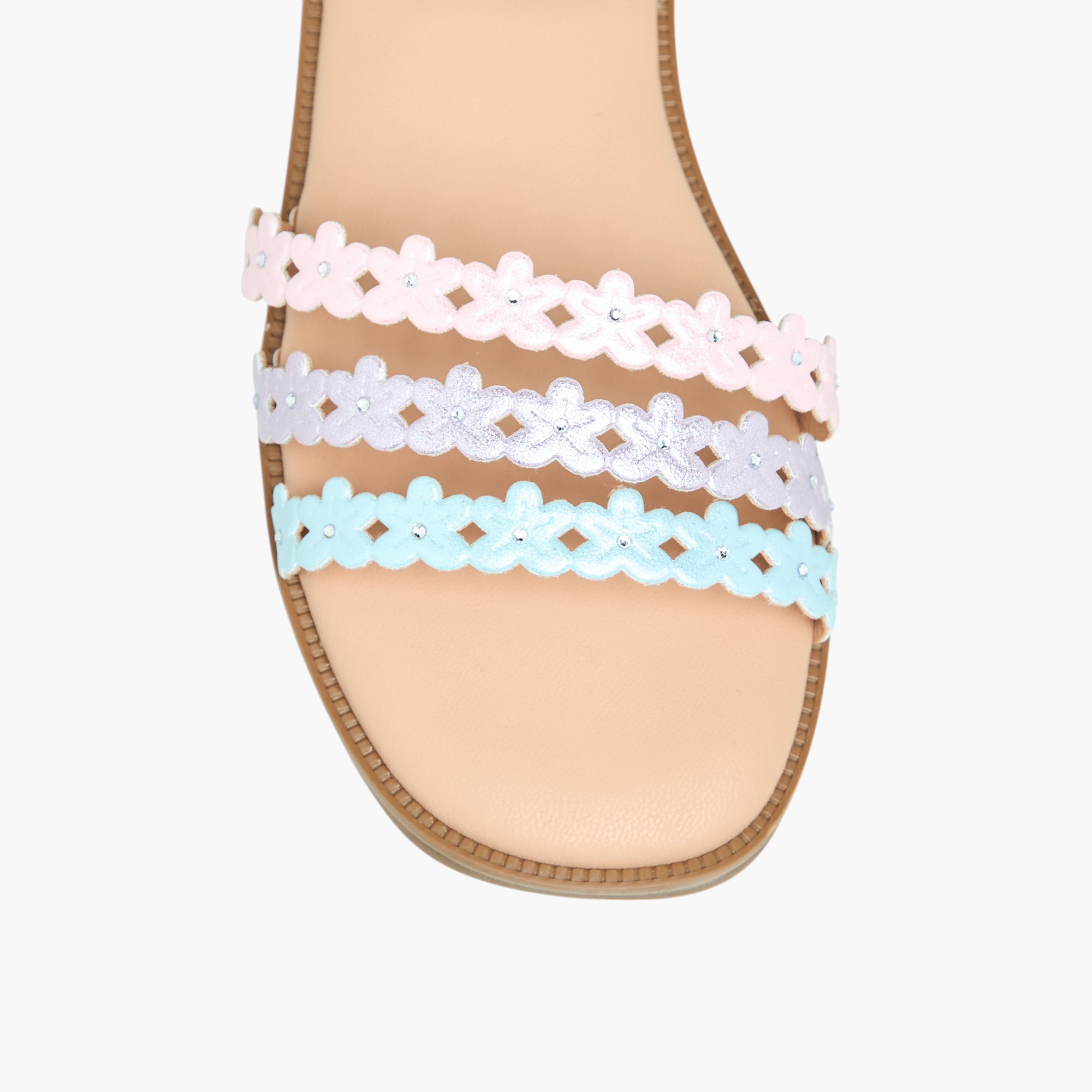 Flora Bella Floral Detail Strap Sandals with Hook and Loop Closure-girls-shoes-sandals-image-3