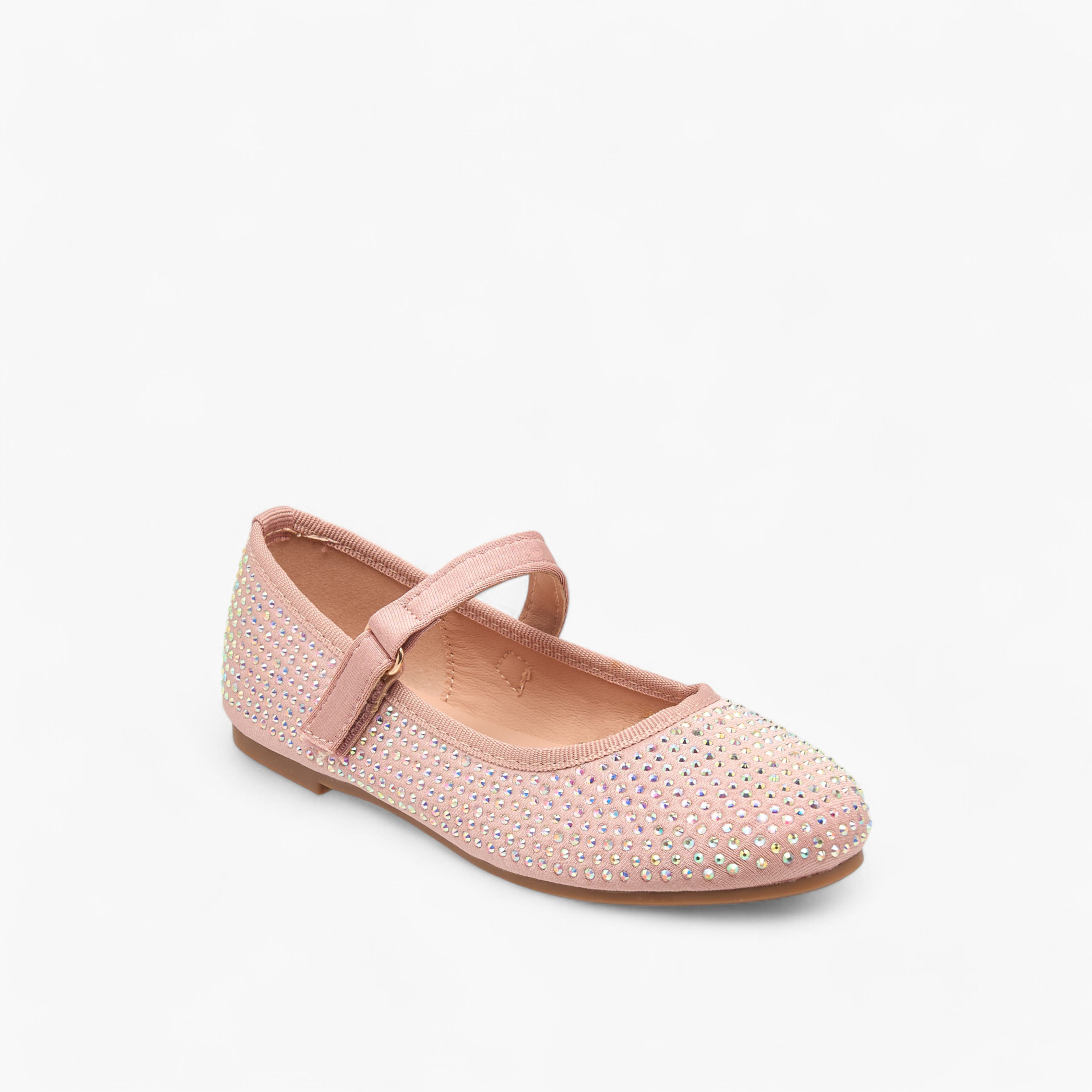 Flora Bella Stone Embellished Ballerina Shoes with Hook and Loop Closure-girls-shoes-ballerinas-image-2