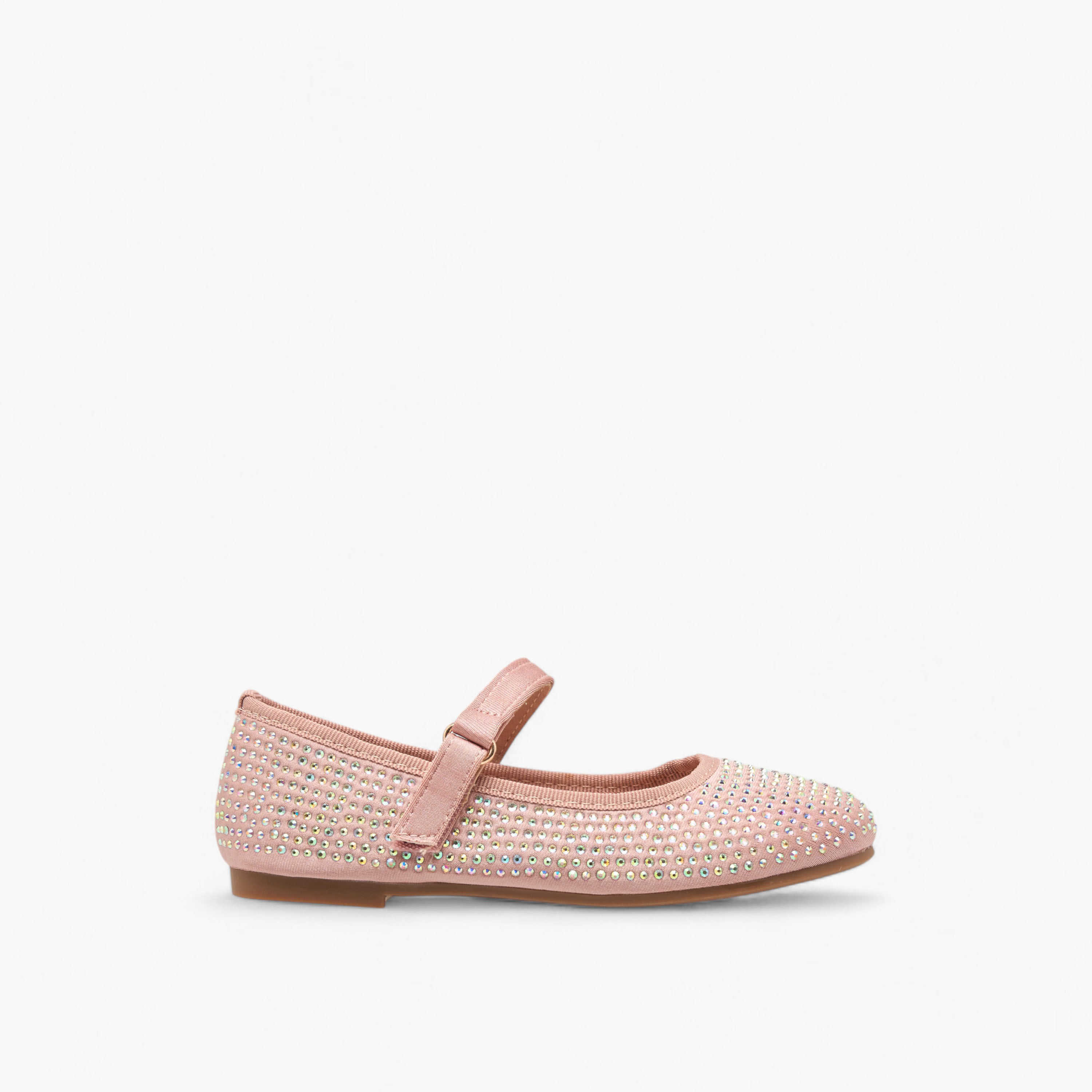 Flora Bella Stone Embellished Ballerina Shoes with Hook and Loop Closure-girls-shoes-ballerinas-image-3