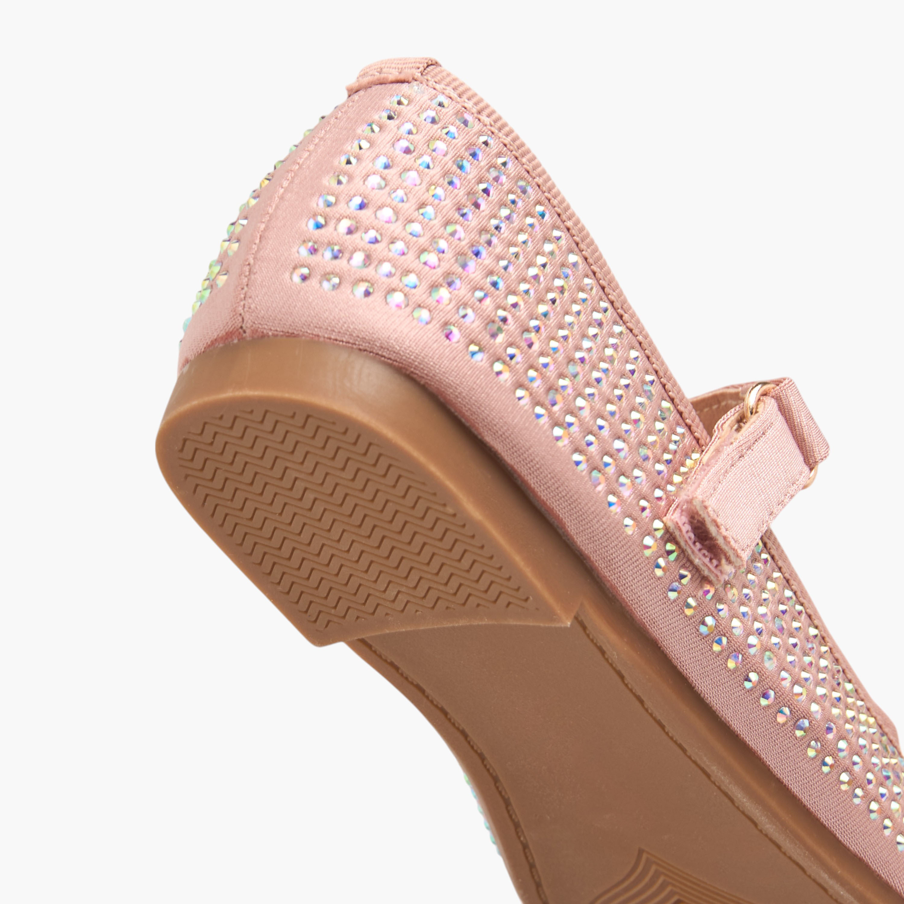 Flora Bella Stone Embellished Ballerina Shoes with Hook and Loop Closure-girls-shoes-ballerinas-image-6