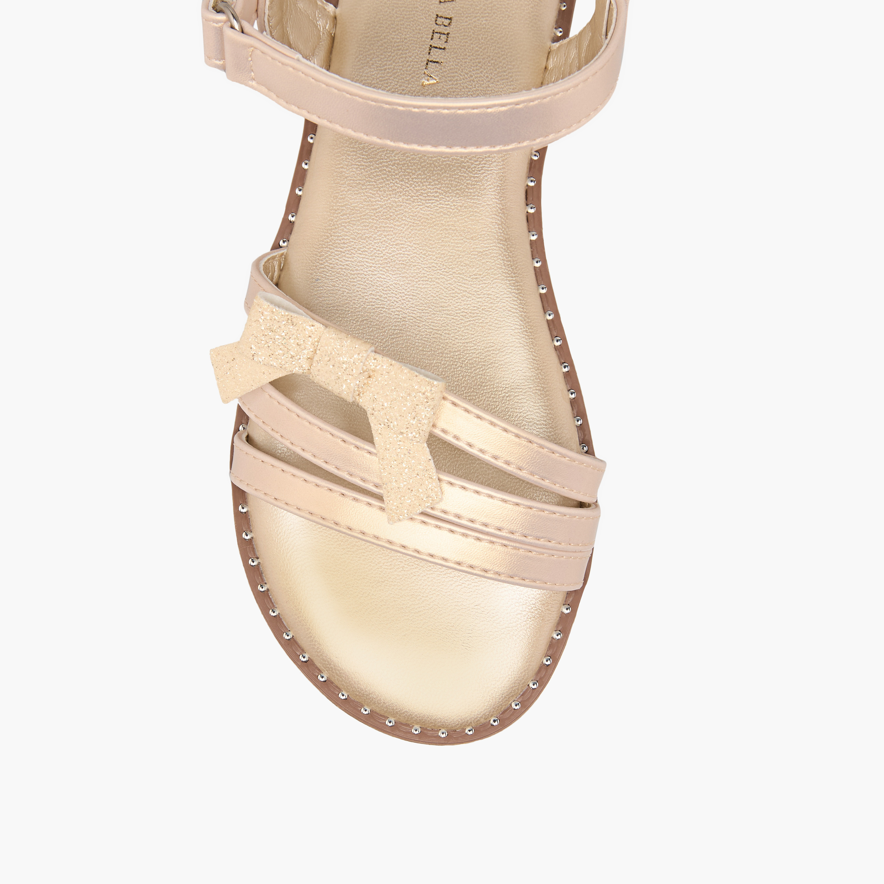 Flora Bella Embellished Bow Accent Strap Sandals with Hook and Loop Closure-girls-shoes-sandals-image-3