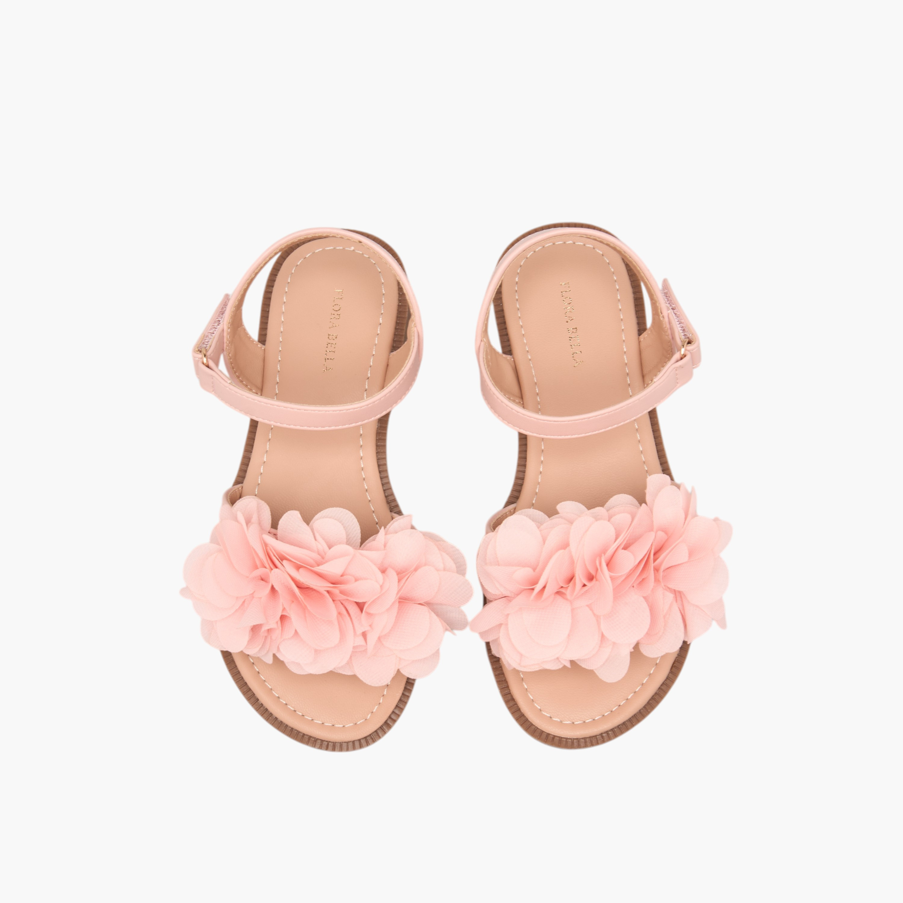 Flora Bella Floral Accent Strap Sandals with Hook and Loop Closure-girls-shoes-sandals-image-1