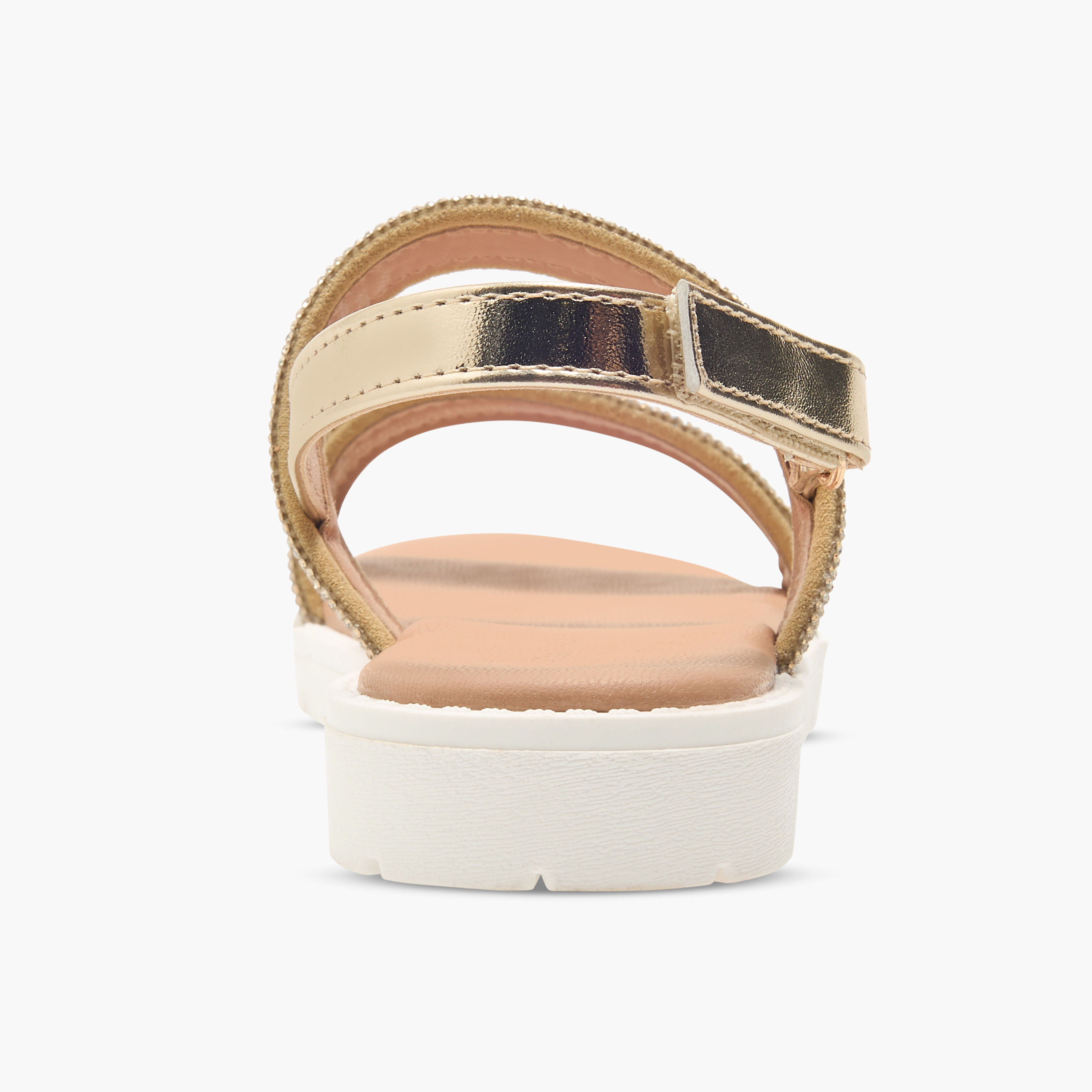 Flora Bella Embellished Strap Sandals with Hook and Loop Closure-girls-shoes-sandals-image-4