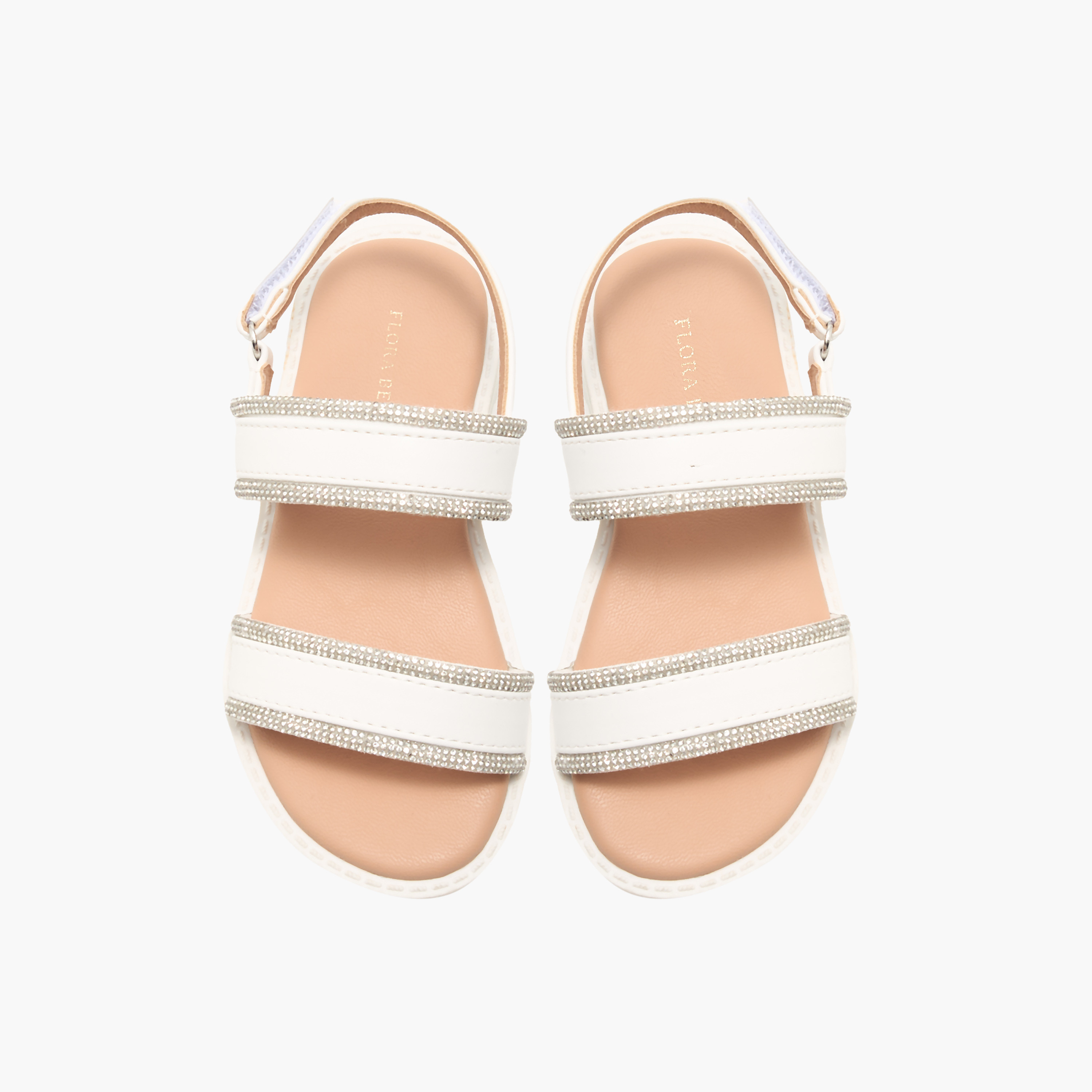 Flora Bella Embellished Strap Sandals with Hook and Loop Closure-girls-shoes-sandals-image-1