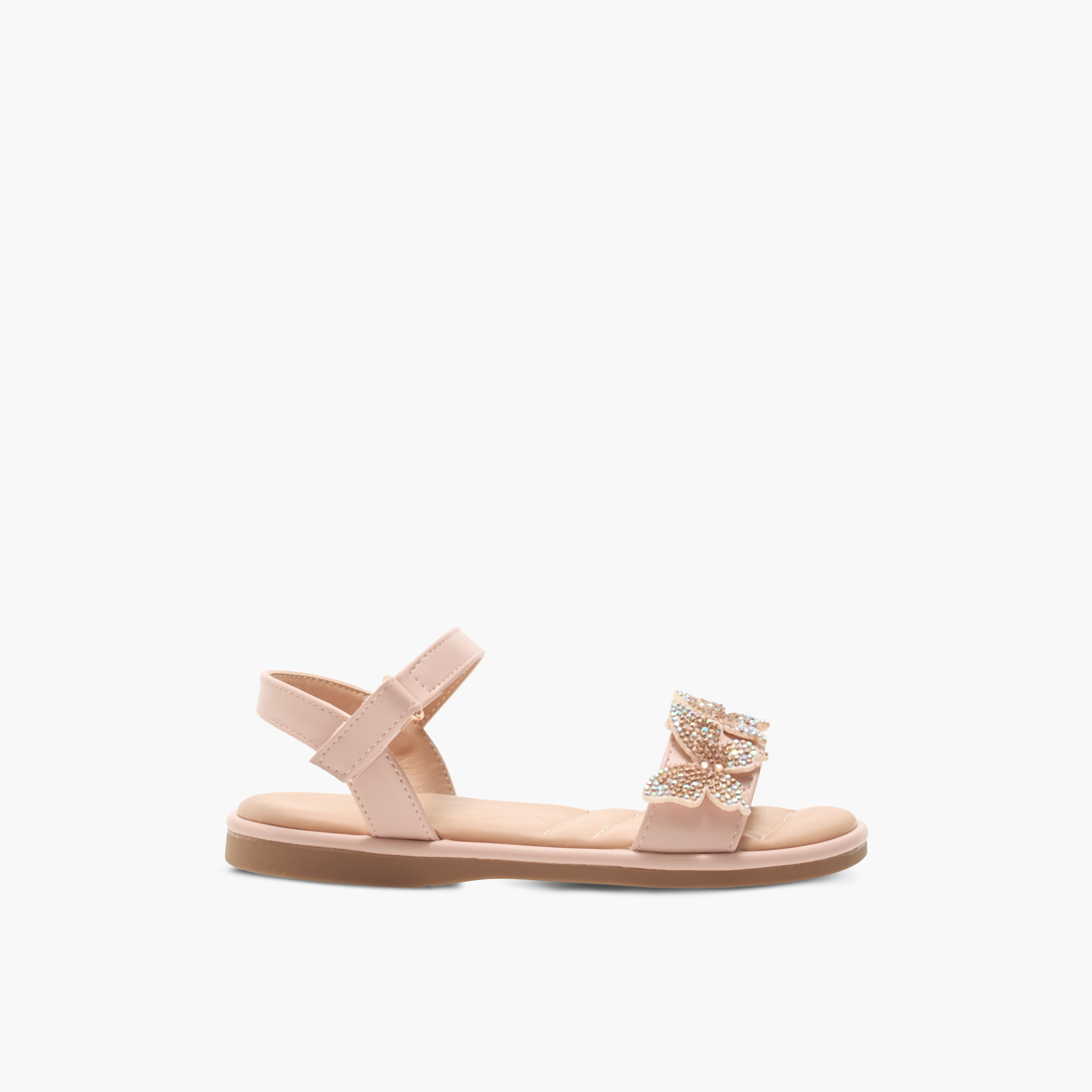 Flora Bella Butterfly Embellished Strap Sandals with Hook and Loop Closure-girls-shoes-sandals-image-6