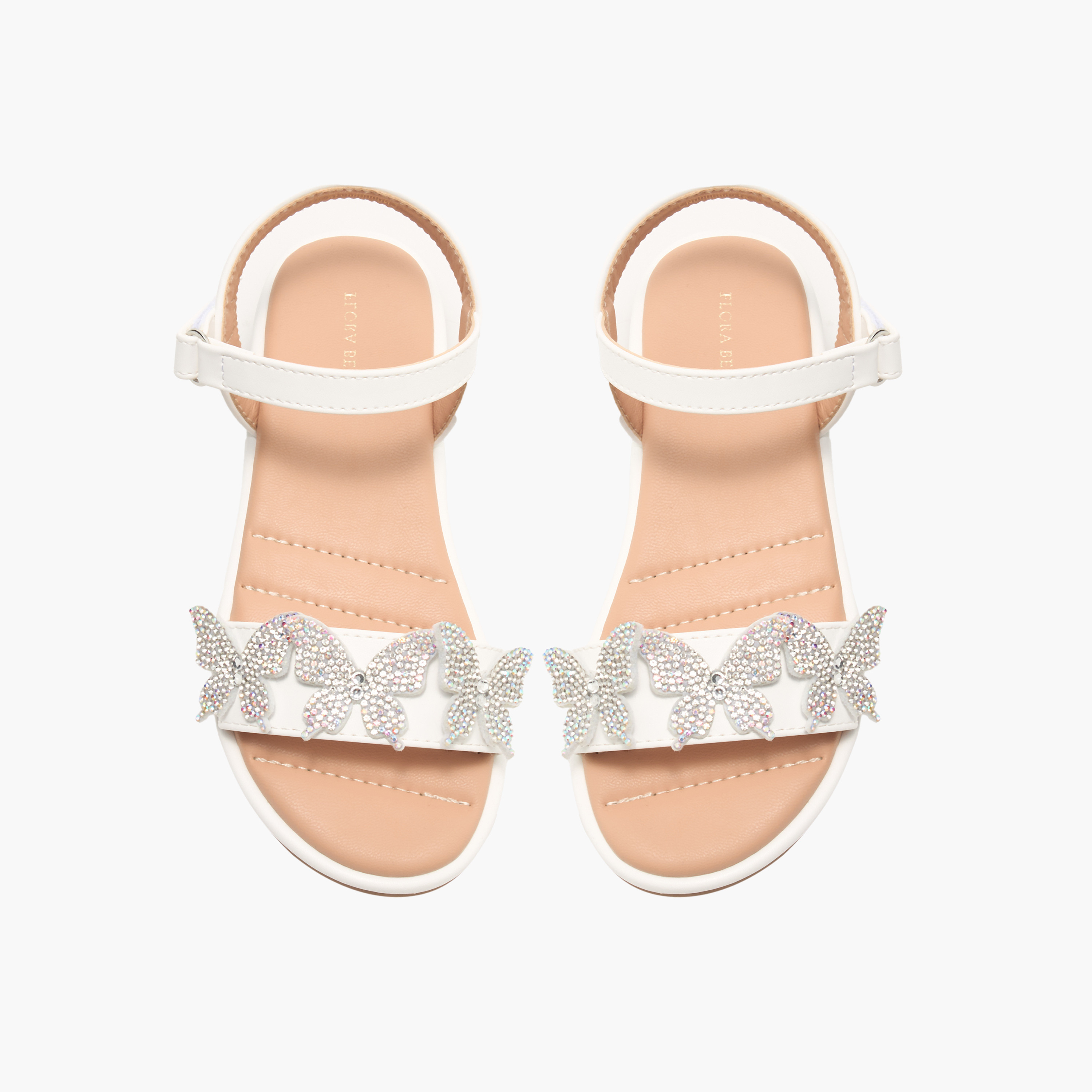 Flora Bella Butterfly Embellished Strap Sandals with Hook and Loop Closure-girls-shoes-sandals-image-1