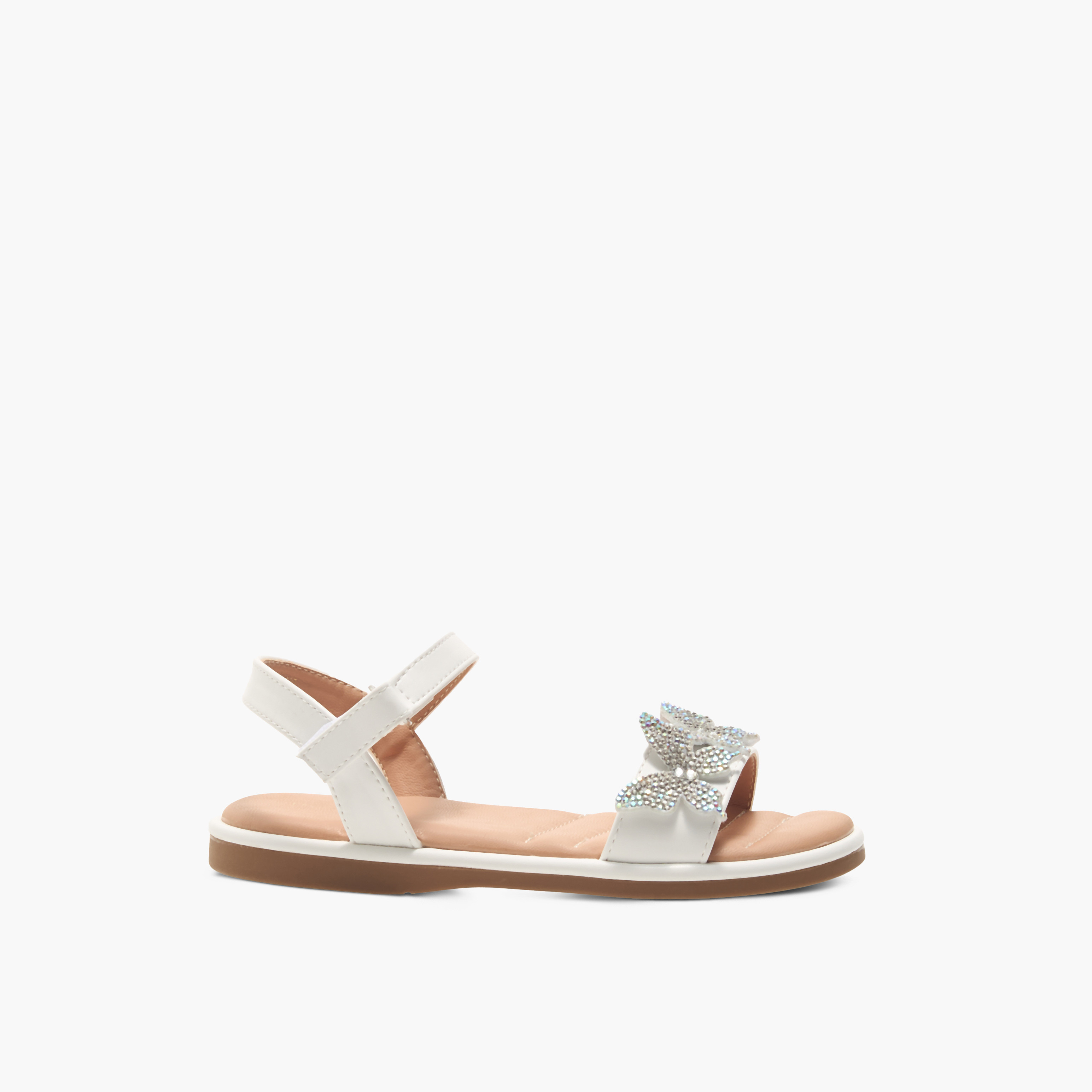 Flora Bella Butterfly Embellished Strap Sandals with Hook and Loop Closure-girls-shoes-sandals-image-2