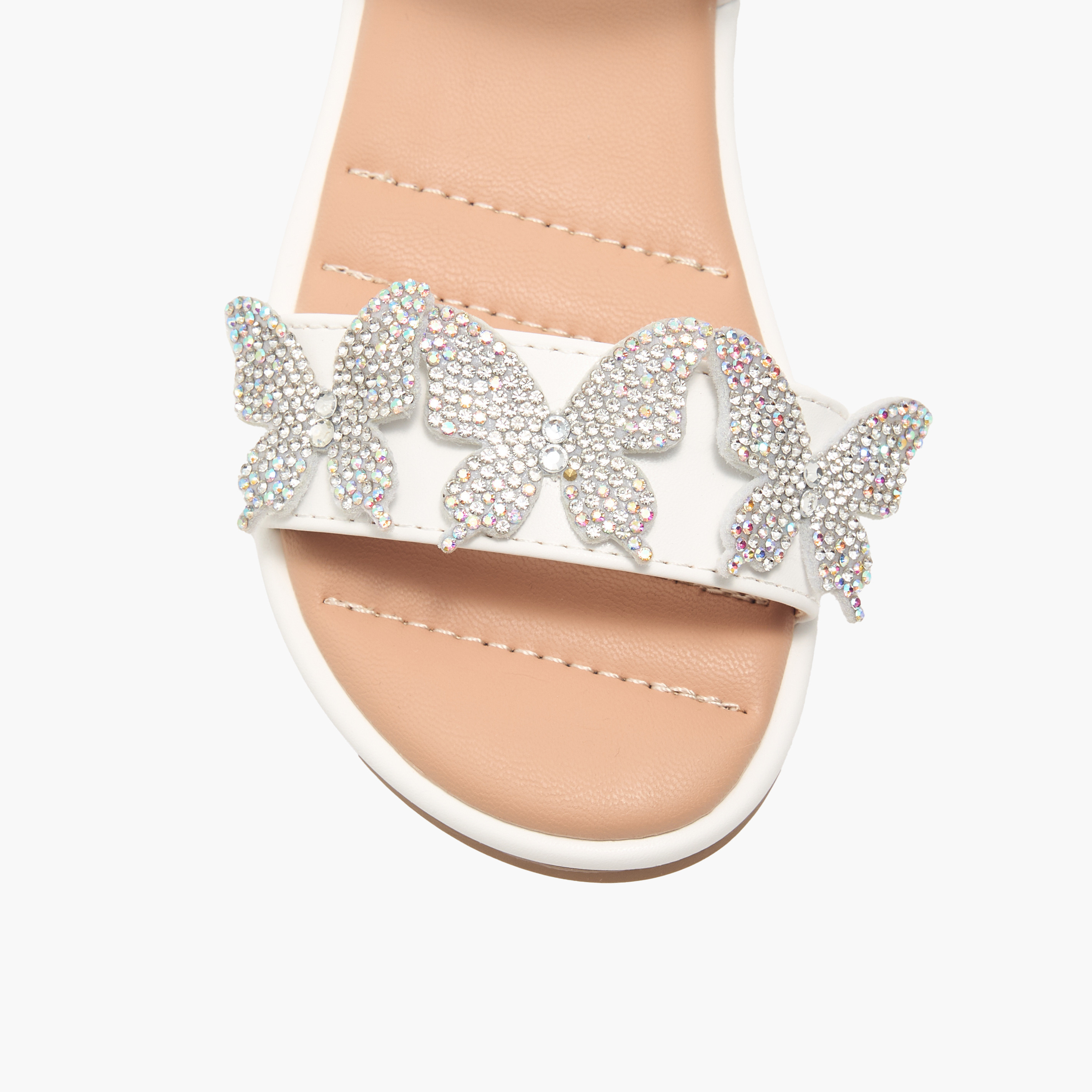 Flora Bella Butterfly Embellished Strap Sandals with Hook and Loop Closure-girls-shoes-sandals-image-3