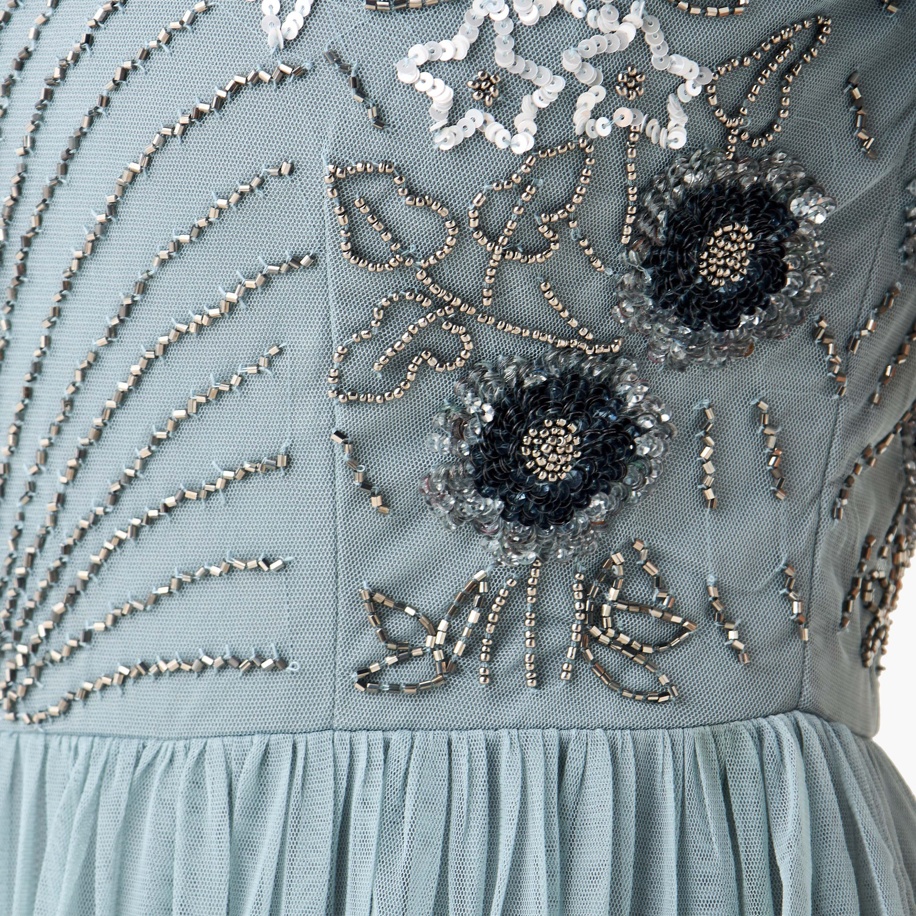 Lace & Beads All-Over Embellished Dress with Short Sleeves-women-clothing-dresses-image-5