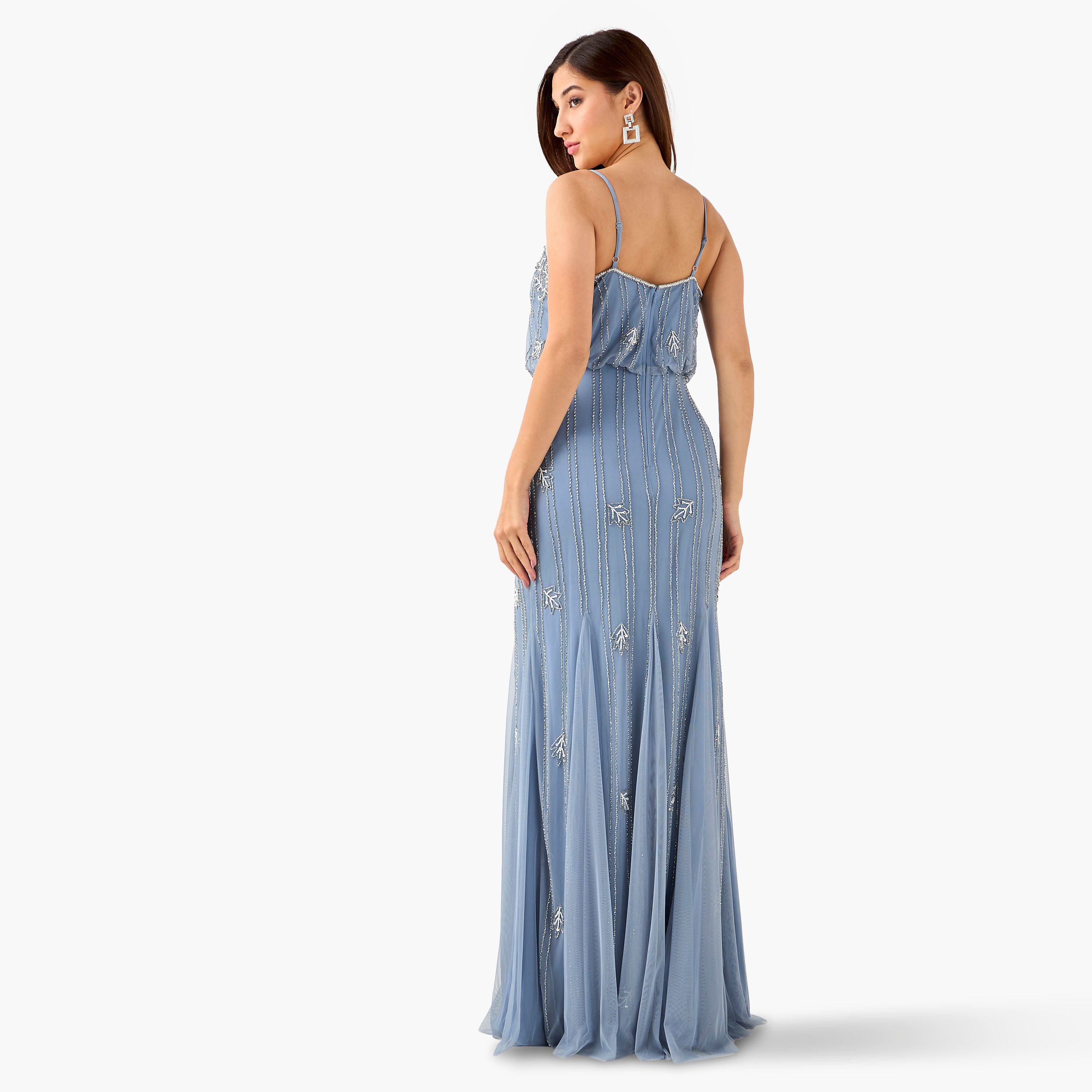 فستان مزين بألواح بياقة على شكل V للنساء من ليس آند بيدز-women-clothing-dresses-image-3