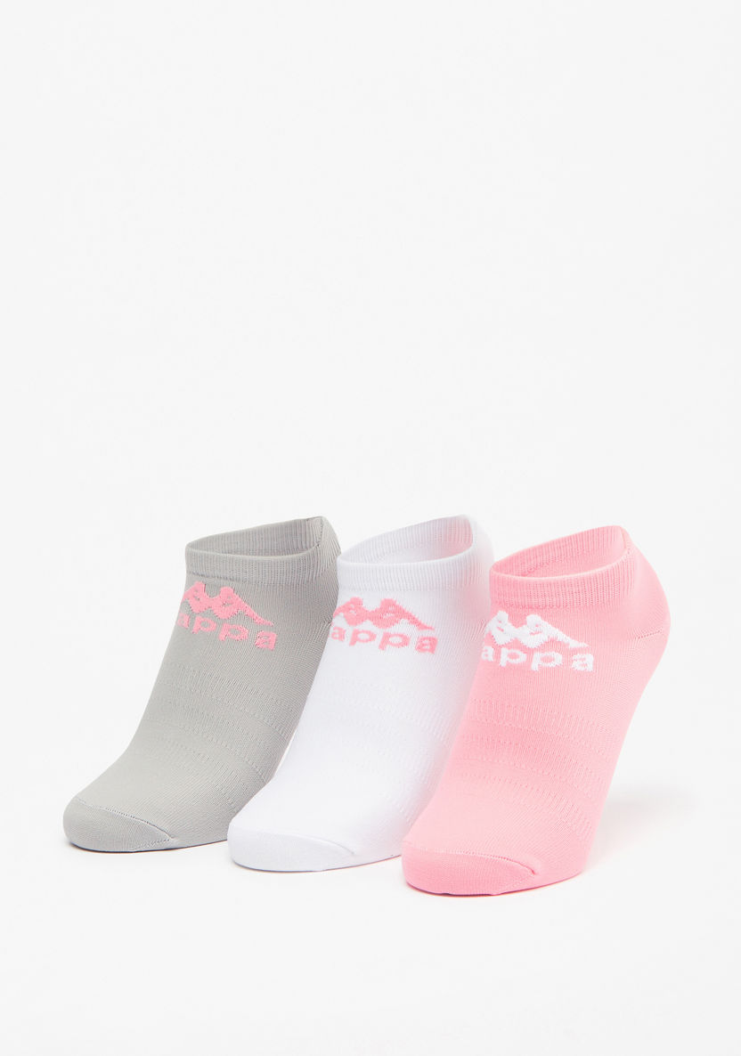 Kappa Logo Print Ankle Length Sports Socks - Set of 3-Girl%27s Socks & Tights-image-0