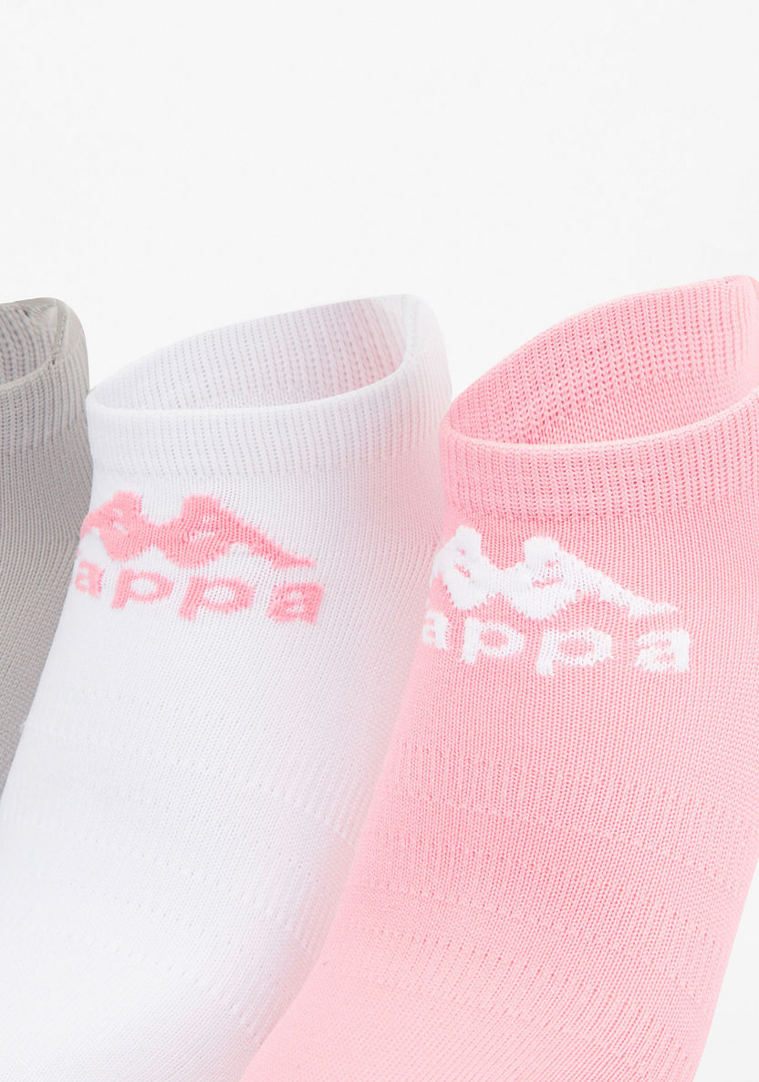 Kappa Logo Print Ankle Length Sports Socks - Set of 3-Girl%27s Socks & Tights-image-1