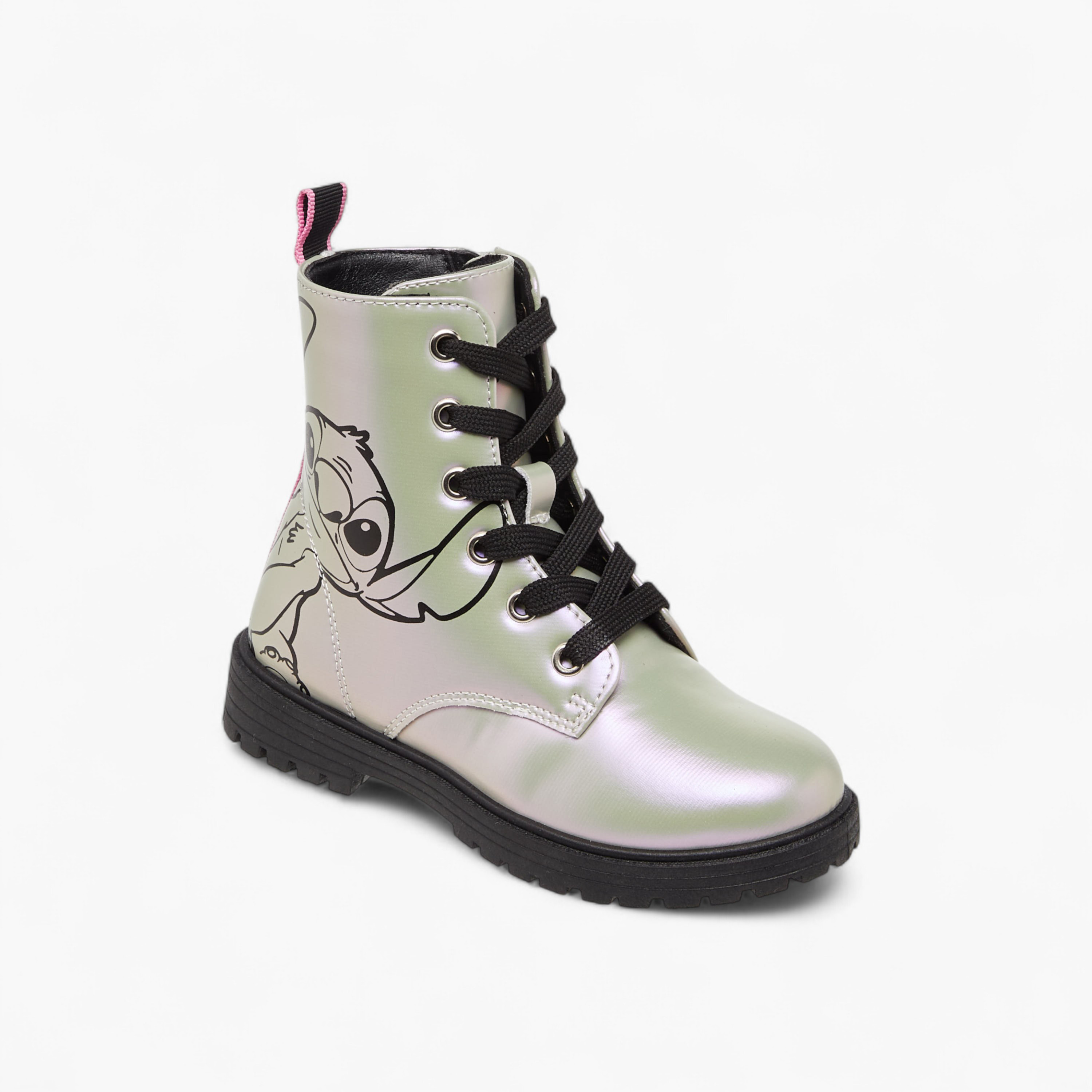 Disney Stitch Print Boots with Zip Closure and Pull Tab-girls-shoes-boots-image-2