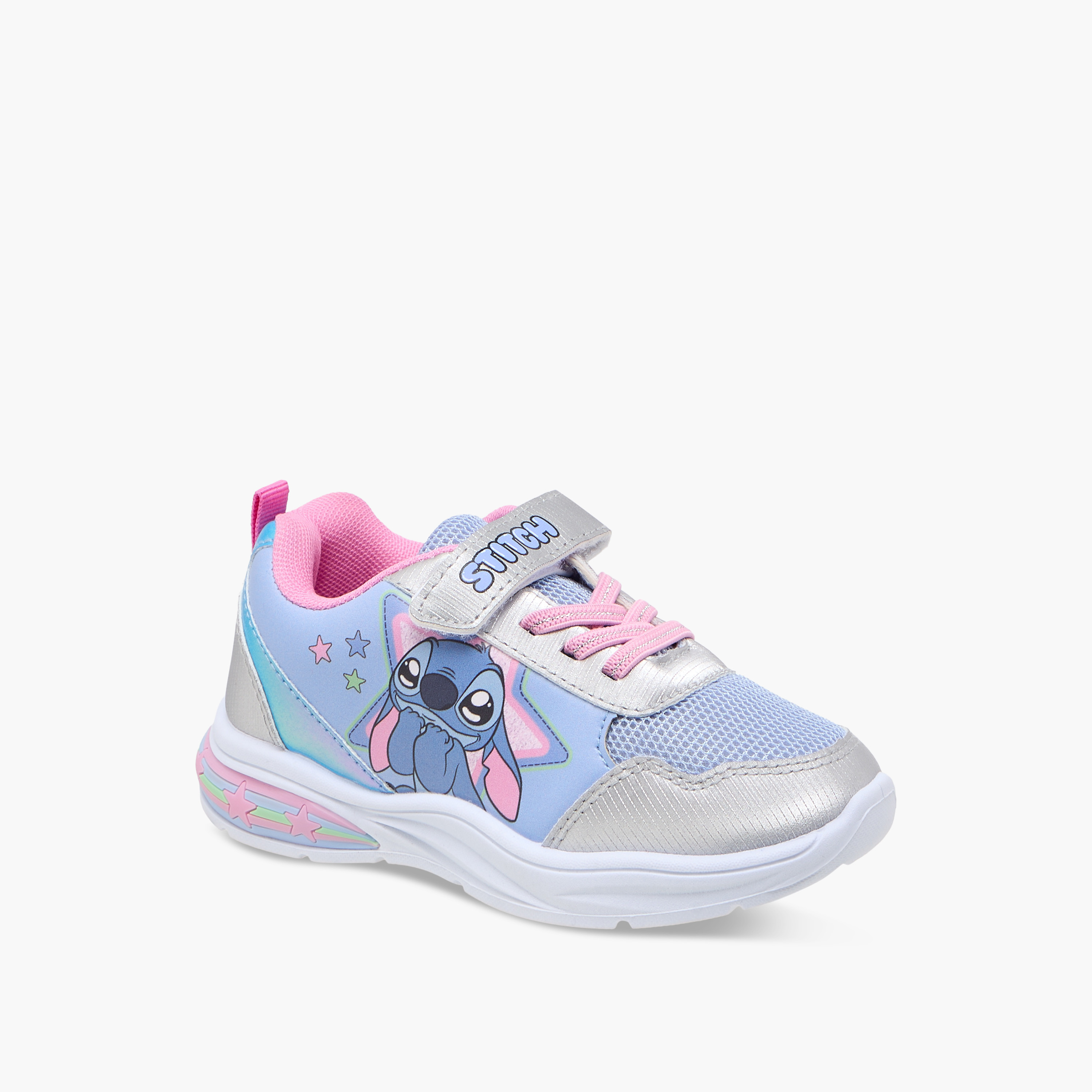 Disney Stitch Print Light-Up Sneakers with Hook and Loop Closure-girls-shoes-sneakers-image-2