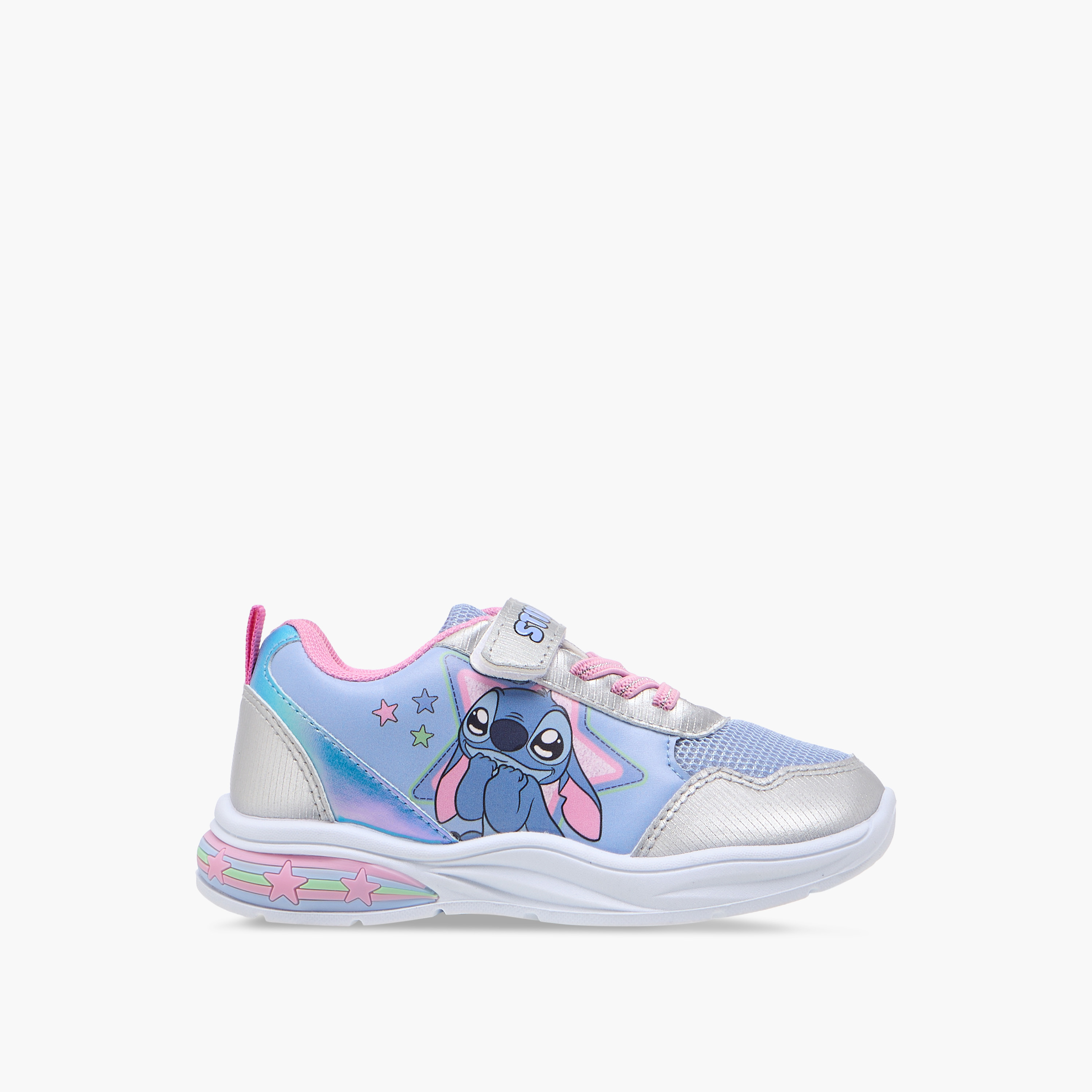 Disney Stitch Print Light-Up Sneakers with Hook and Loop Closure-girls-shoes-sneakers-image-3
