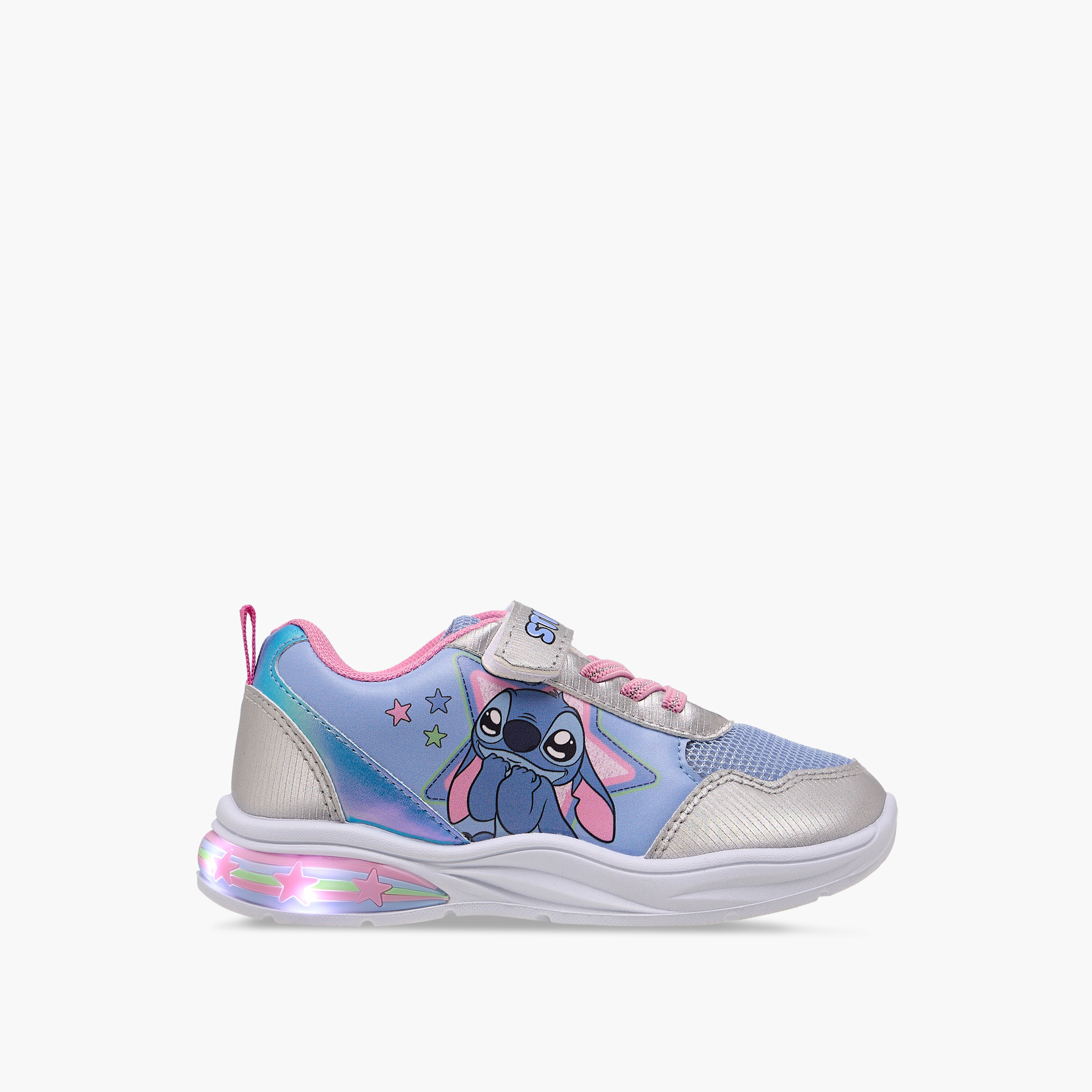 Disney Stitch Print Light-Up Sneakers with Hook and Loop Closure-girls-shoes-sneakers-image-4