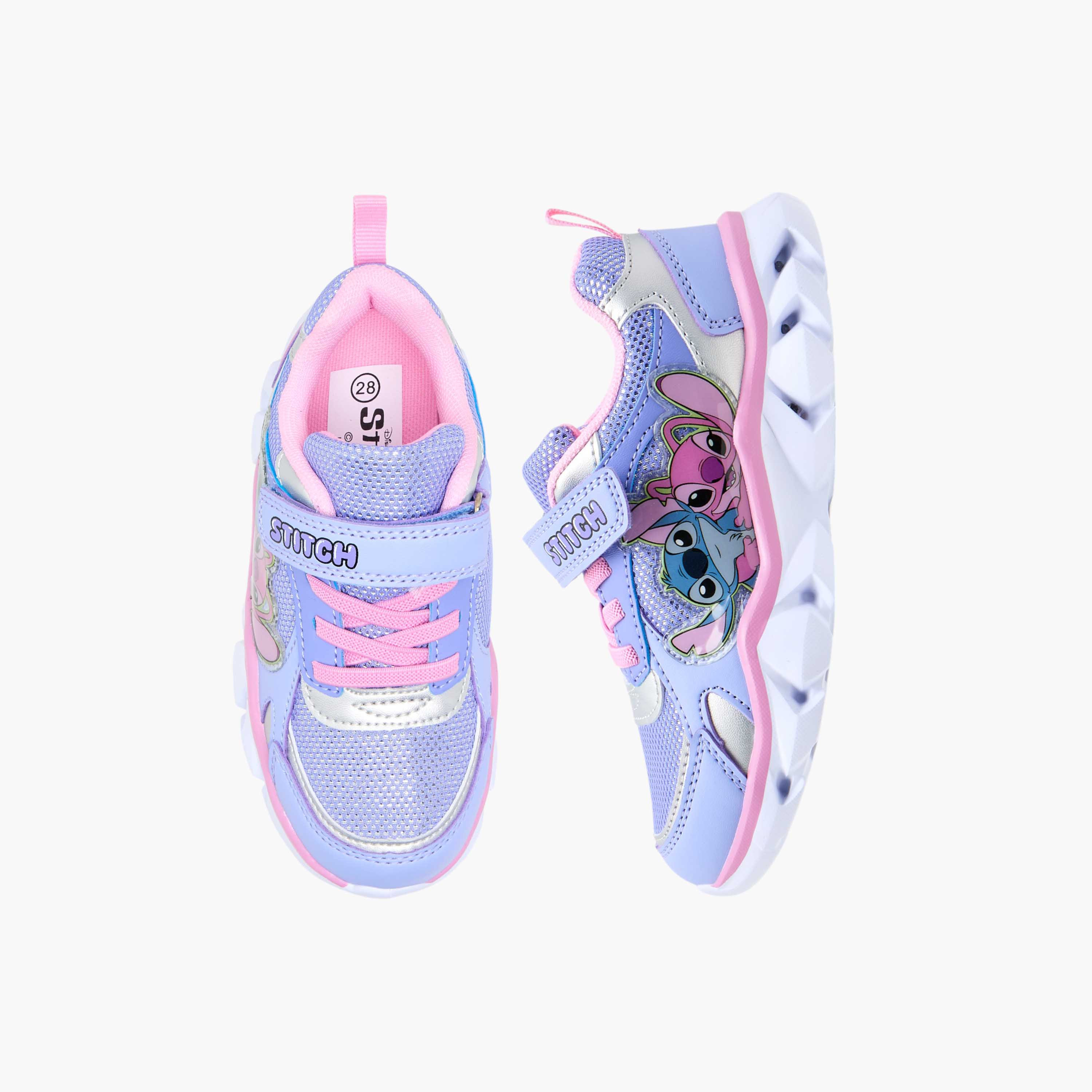 Disney Stitch Print Light-Up Sneakers with Hook and Loop Closure-girls-shoes-sneakers-image-1