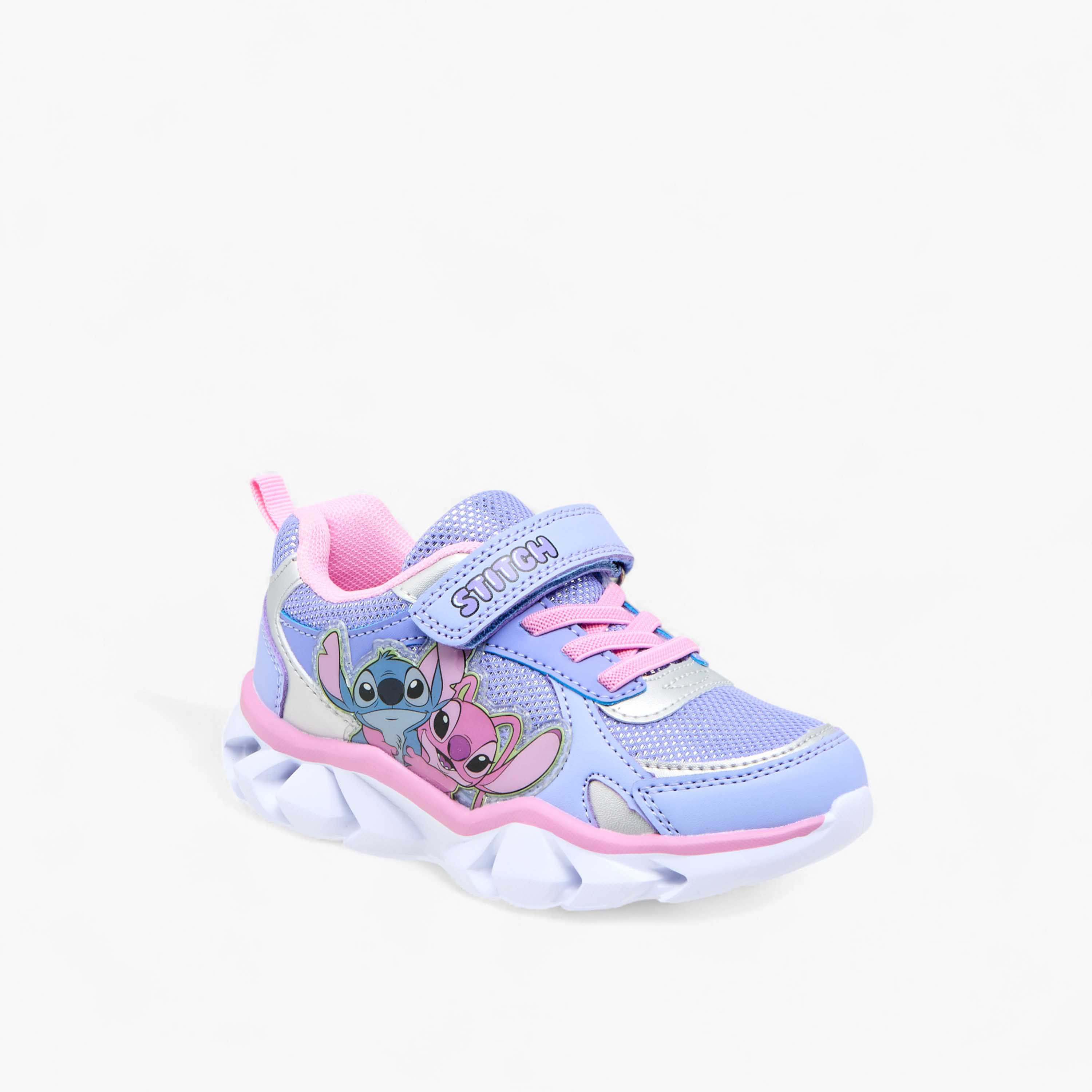 Disney Stitch Print Light-Up Sneakers with Hook and Loop Closure-girls-shoes-sneakers-image-2