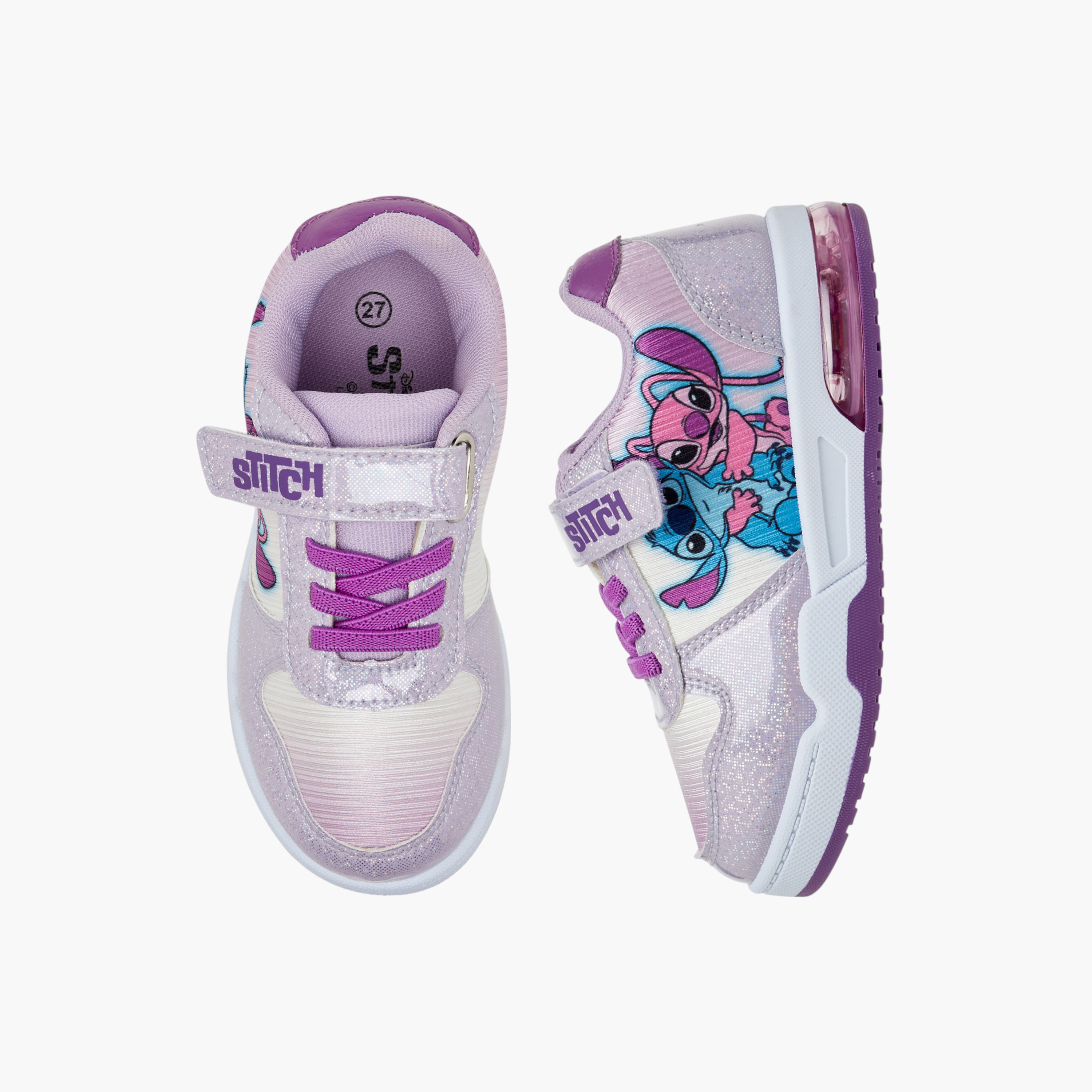 Disney Stitch Print Light-Up Sneakers with Hook and Loop Closure-girls-shoes-sneakers-image-1