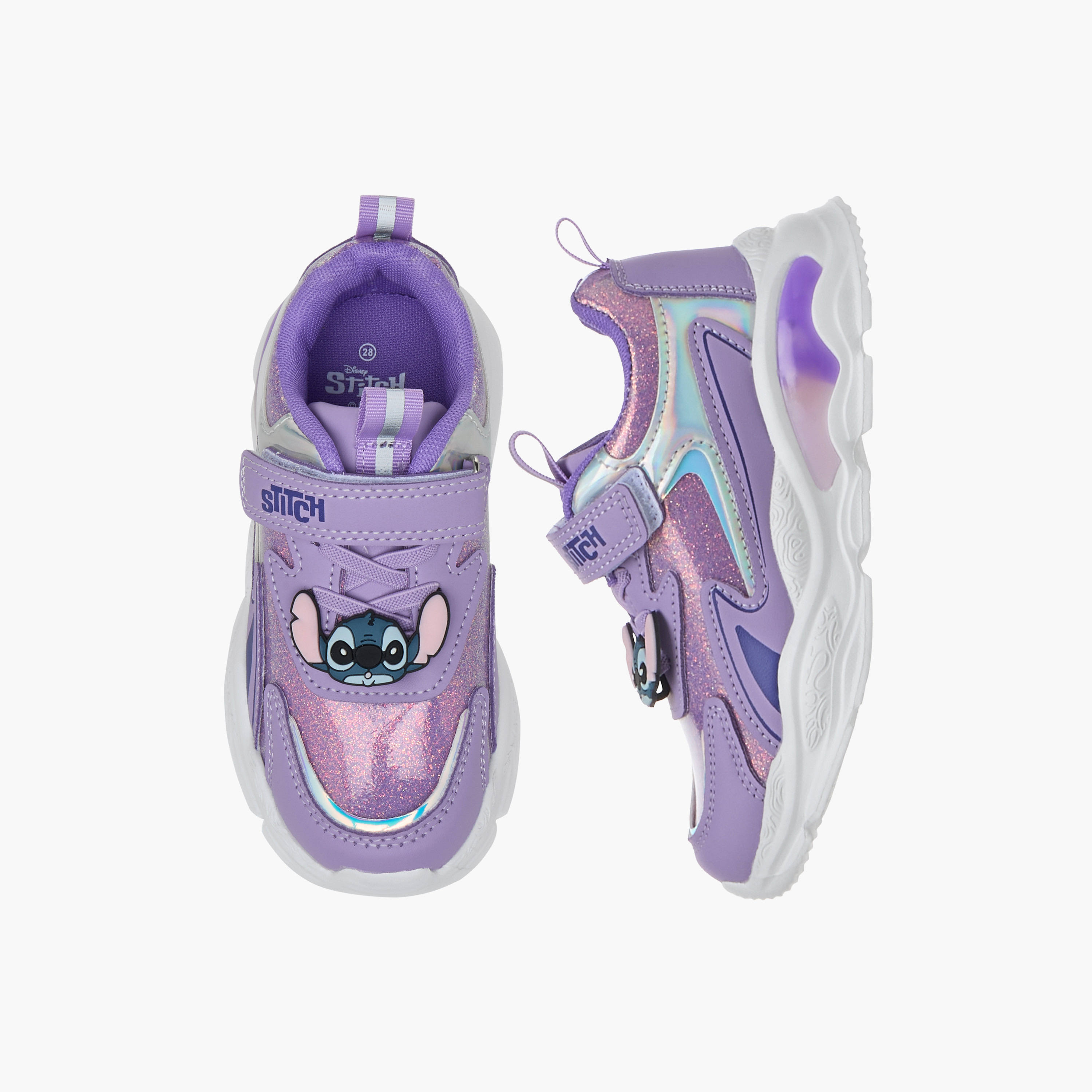 Disney Girls Stitch Hook & Loop Light-Up Ankle Sneakers-girls-shoes-sneakers-image-1