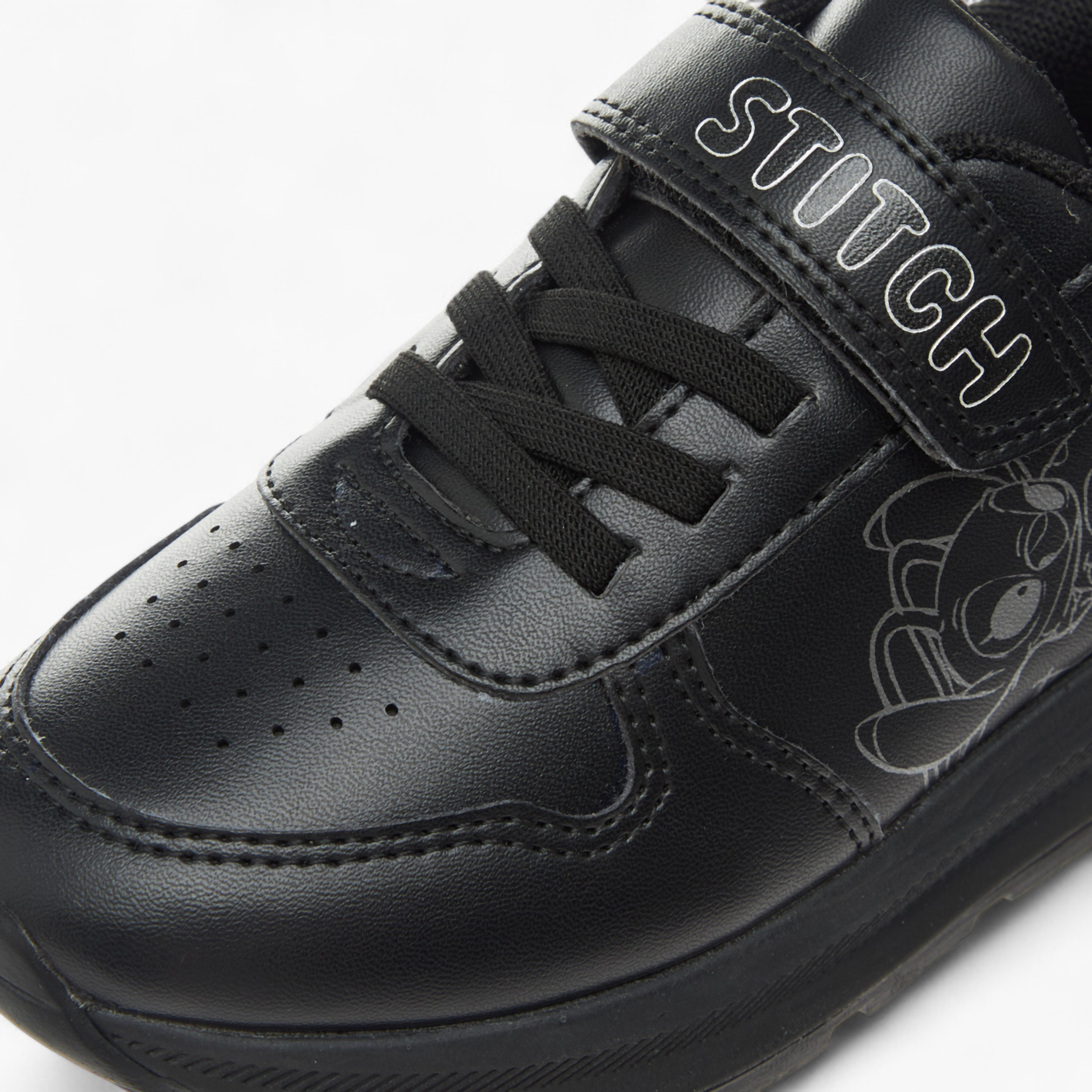 Disney Stitch Print School Shoes with Hook and Loop Closure-girls-shoes-schoolshoes-image-4