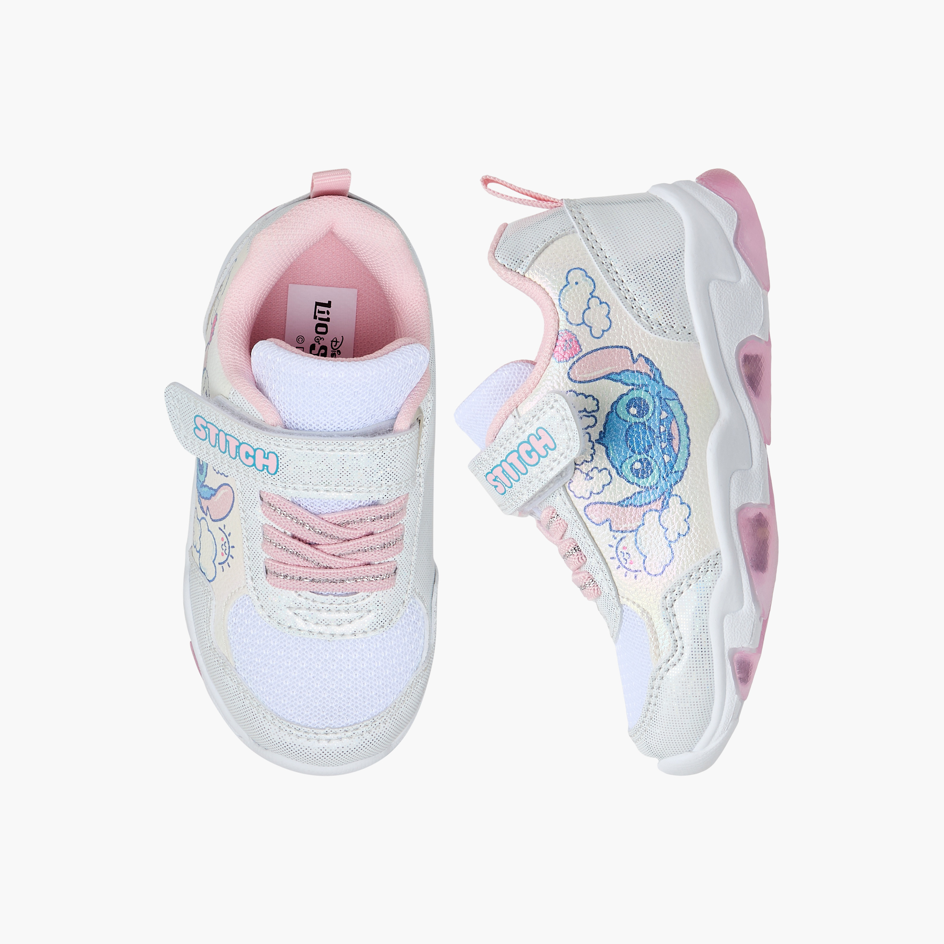 Disney Stitch Print Light-Up Sneakers with Hook and Loop Closure-girls-shoes-sneakers-image-1