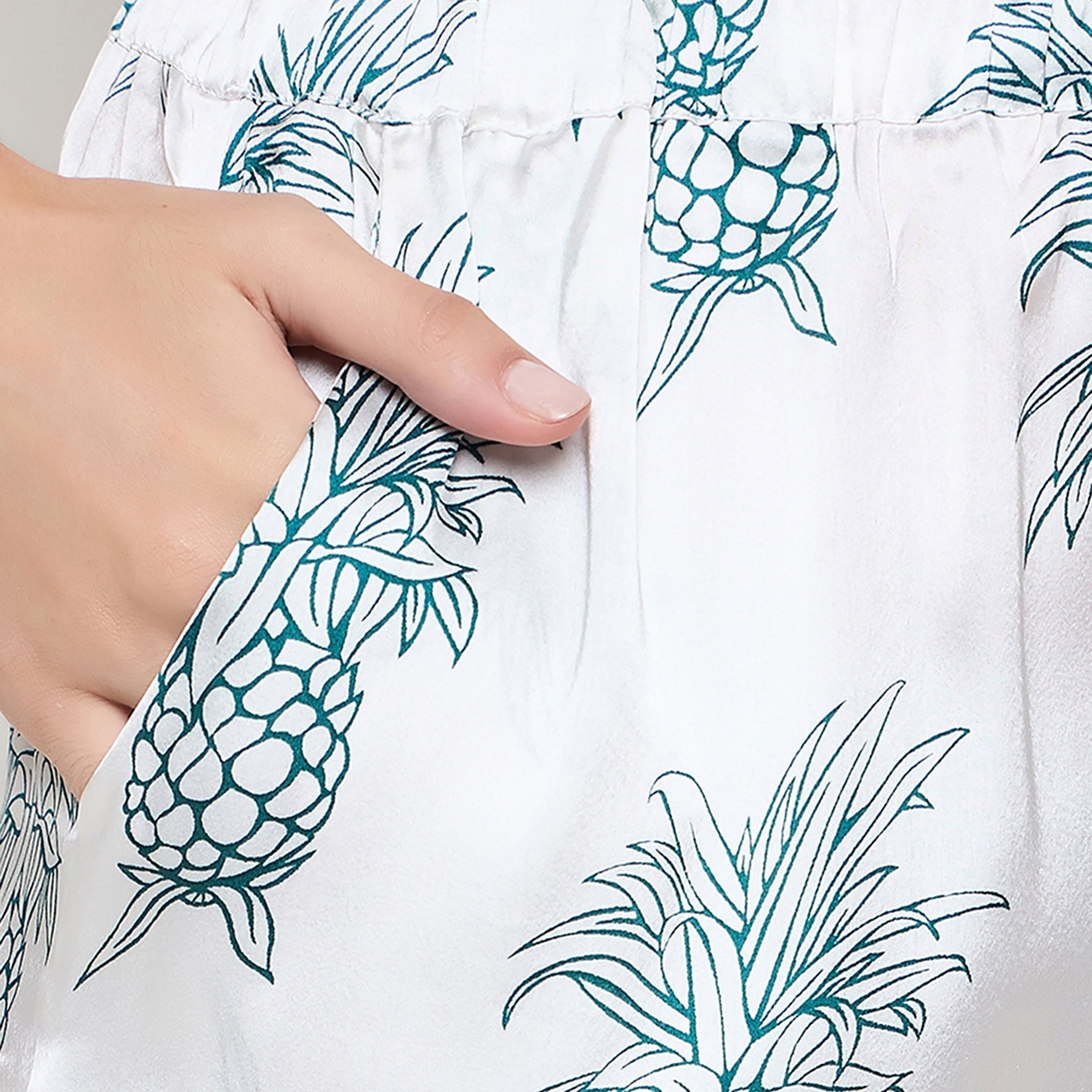 Clovia Fruit Printed Button Down Women's Shirt & Pyjama Set in White- Satin-women-clothing-nightwear-pyjamas-longsets-image-5