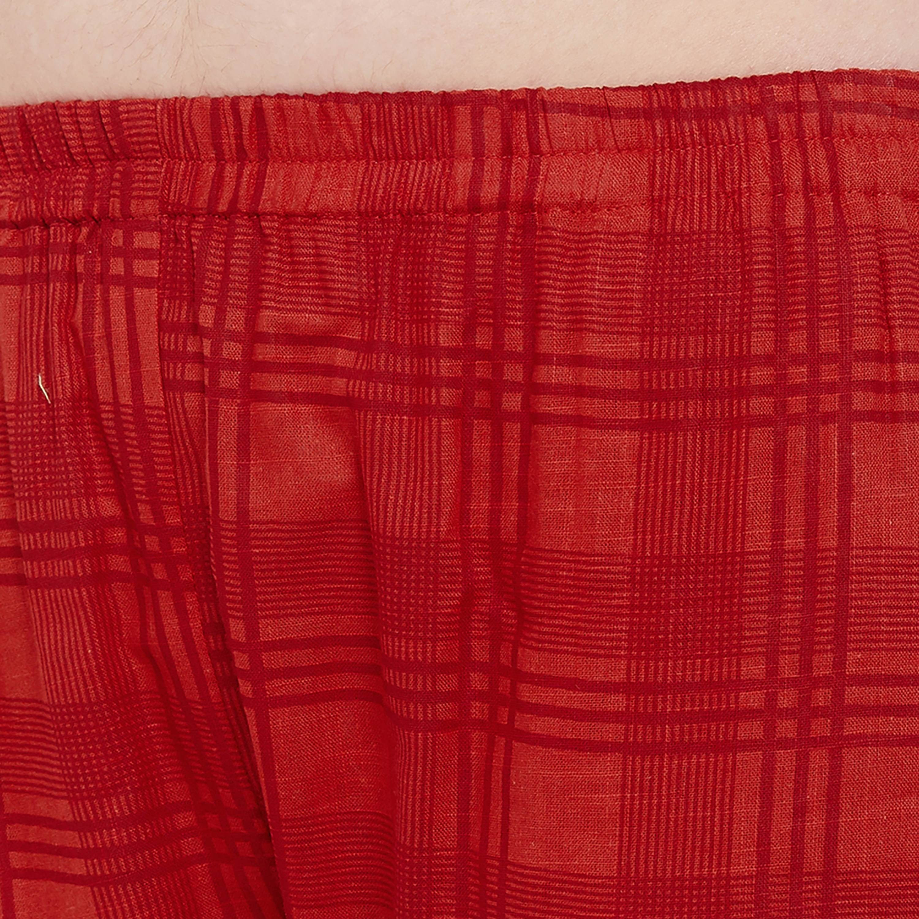 Clovia Classic Checks Button Down Women's Shirt & Pyjama in Red- Rayon-women-clothing-nightwear-pyjamas-longsets-image-6