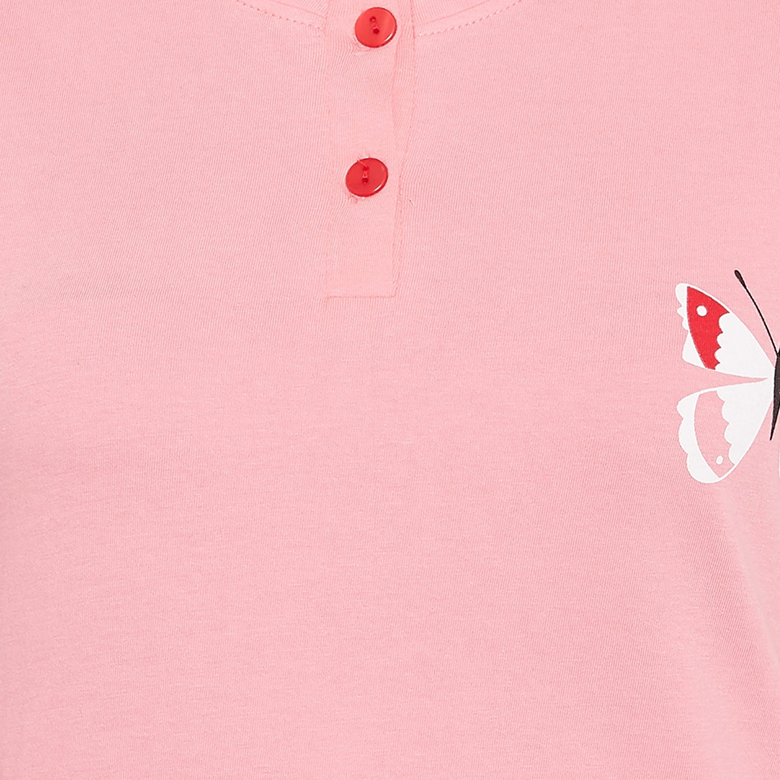 Clovia Butterfly Printed Women's Top & Pyjama in Peach Pink - 100% Cotton-women-clothing-nightwear-pyjamas-longsets-image-6