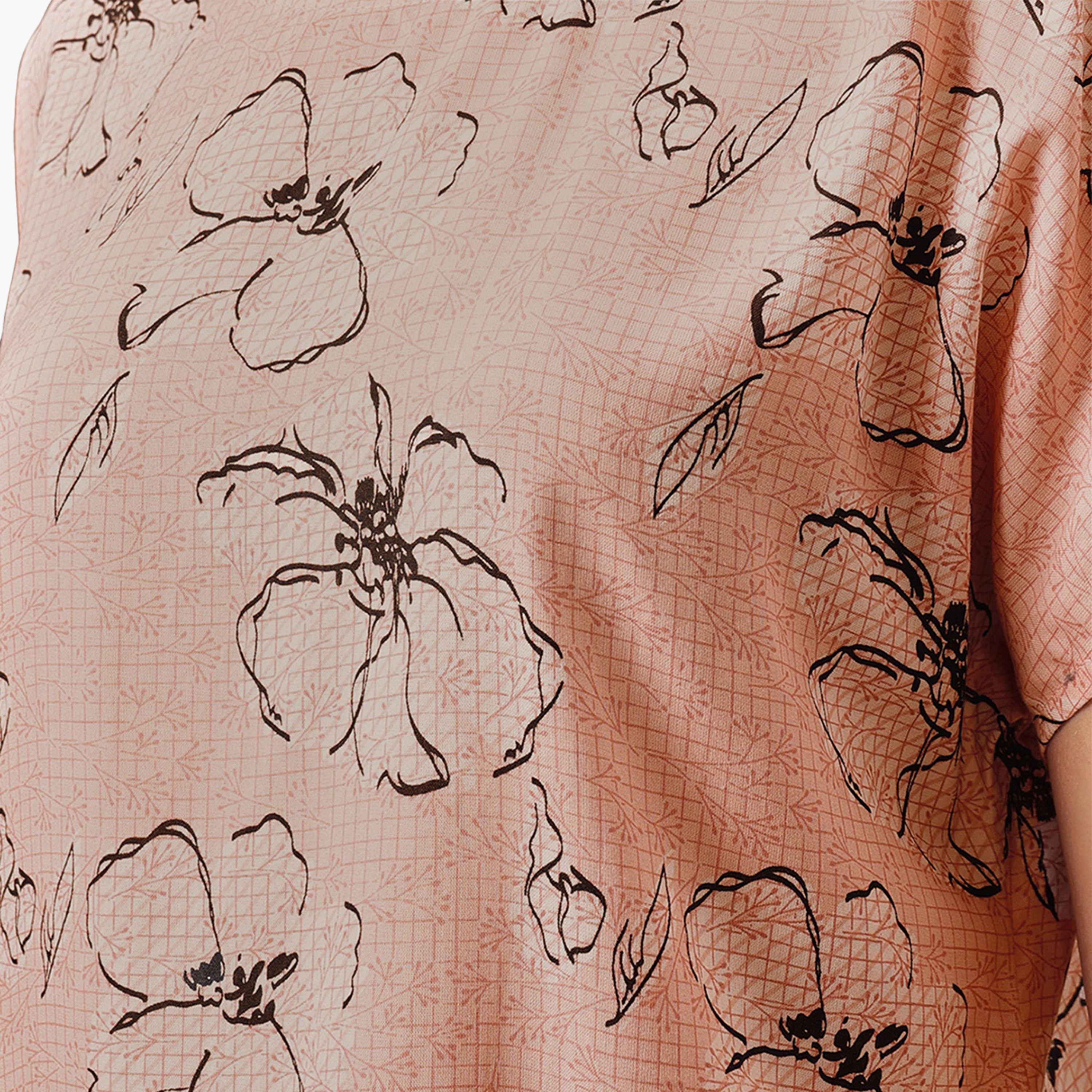 Clovia Floral Print Button-Down Women's Shirt & Shorts Set in Peach Colour - Rayon-women-clothing-nightwear-pyjamas-shortsets-image-6