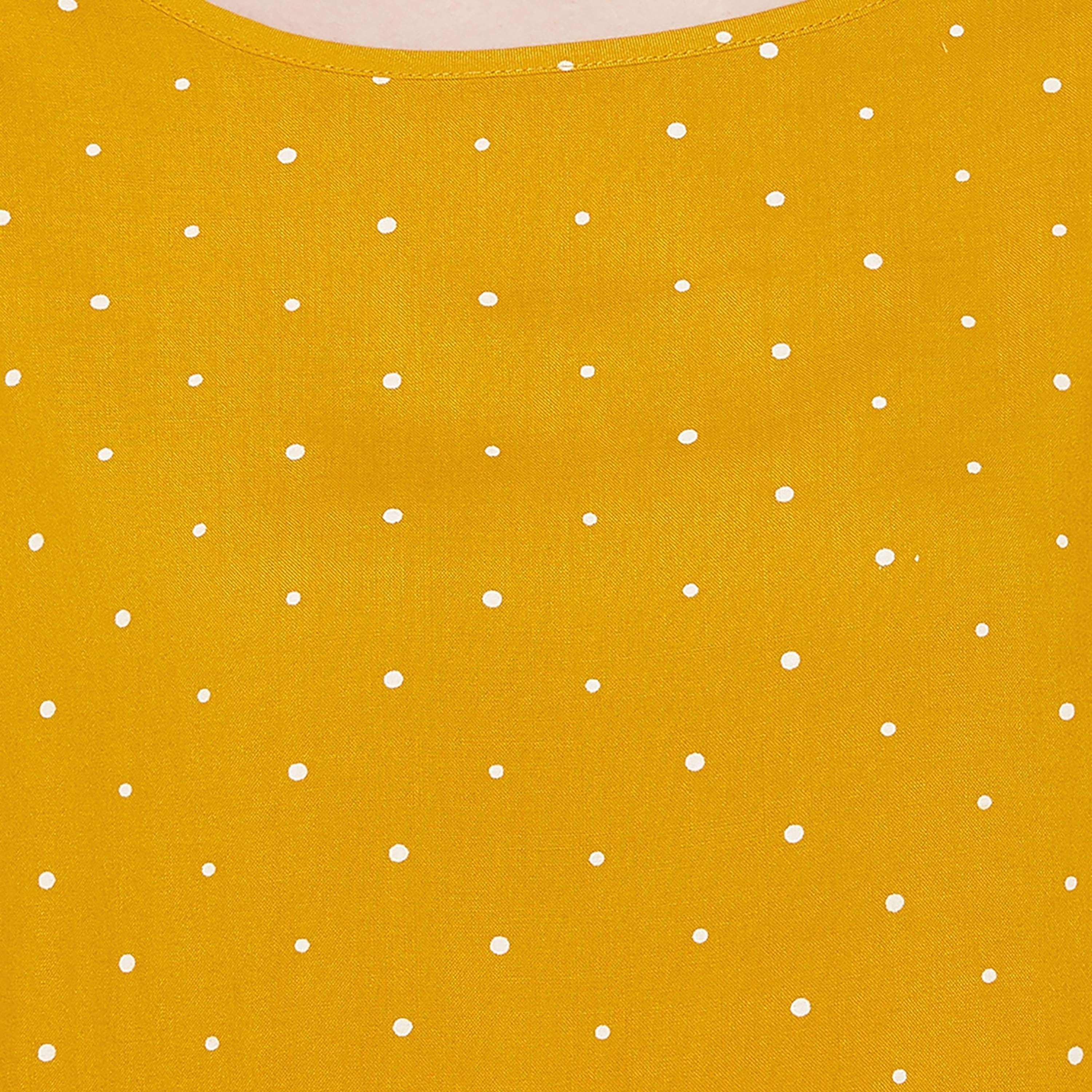 Clovia Polka Printed Women's Top & Pyjama Set in Mustard - Rayon-women-clothing-nightwear-pyjamas-longsets-image-4