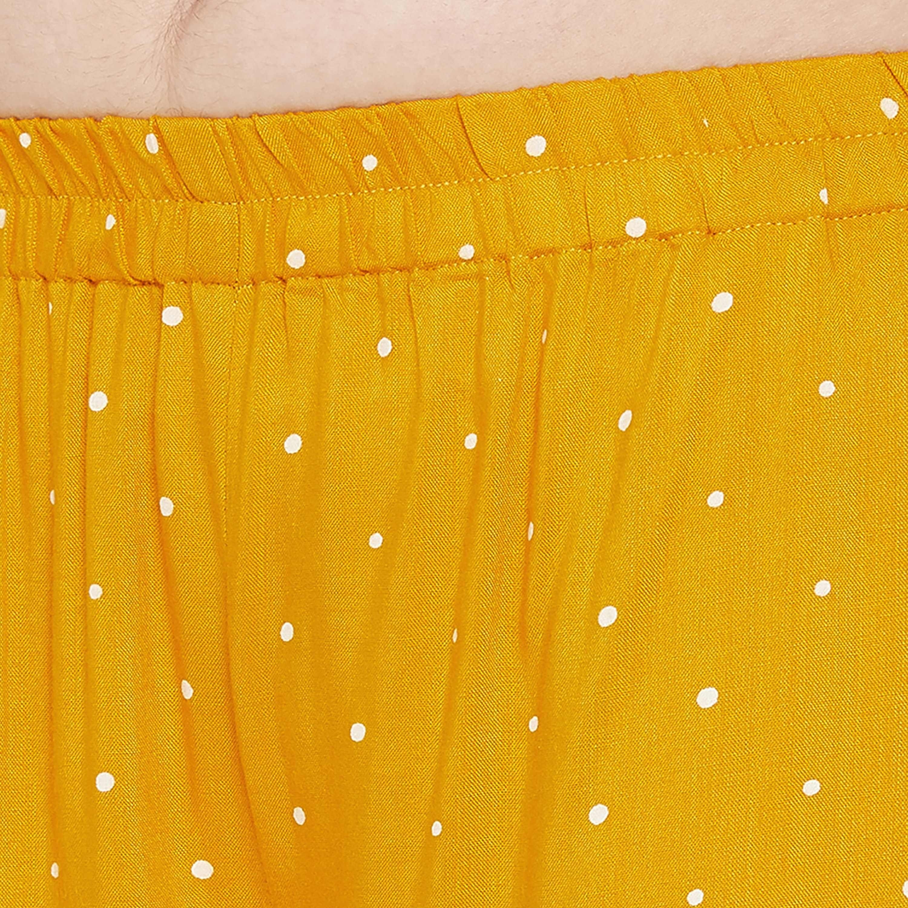 Clovia Polka Printed Women's Top & Pyjama Set in Mustard - Rayon-women-clothing-nightwear-pyjamas-longsets-image-5