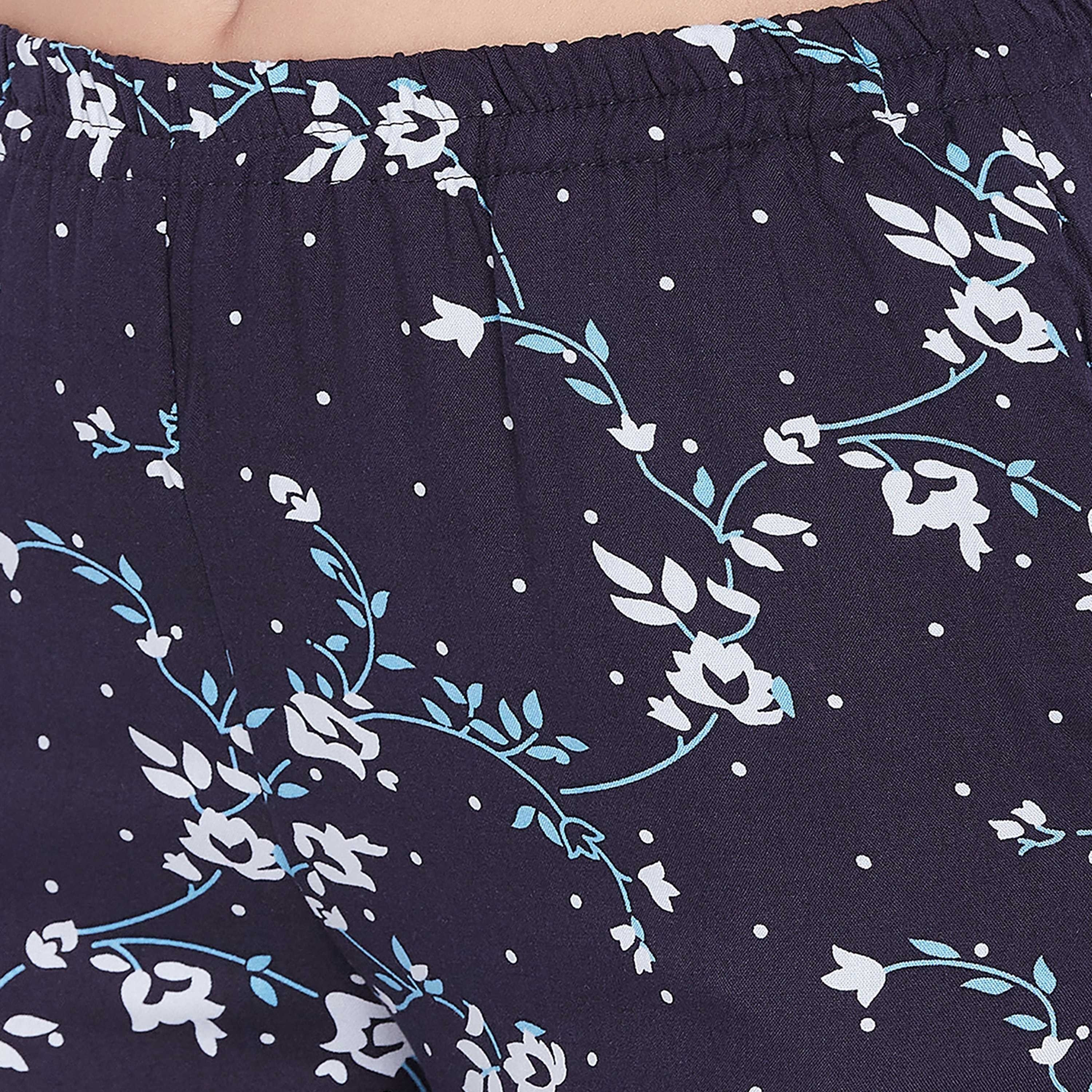 طقم بلوزة وبيجامة بريتي فلورالز للنساء باللون الأزرق من كلوفيا - رايون-women-clothing-nightwear-pyjamas-longsets-image-6