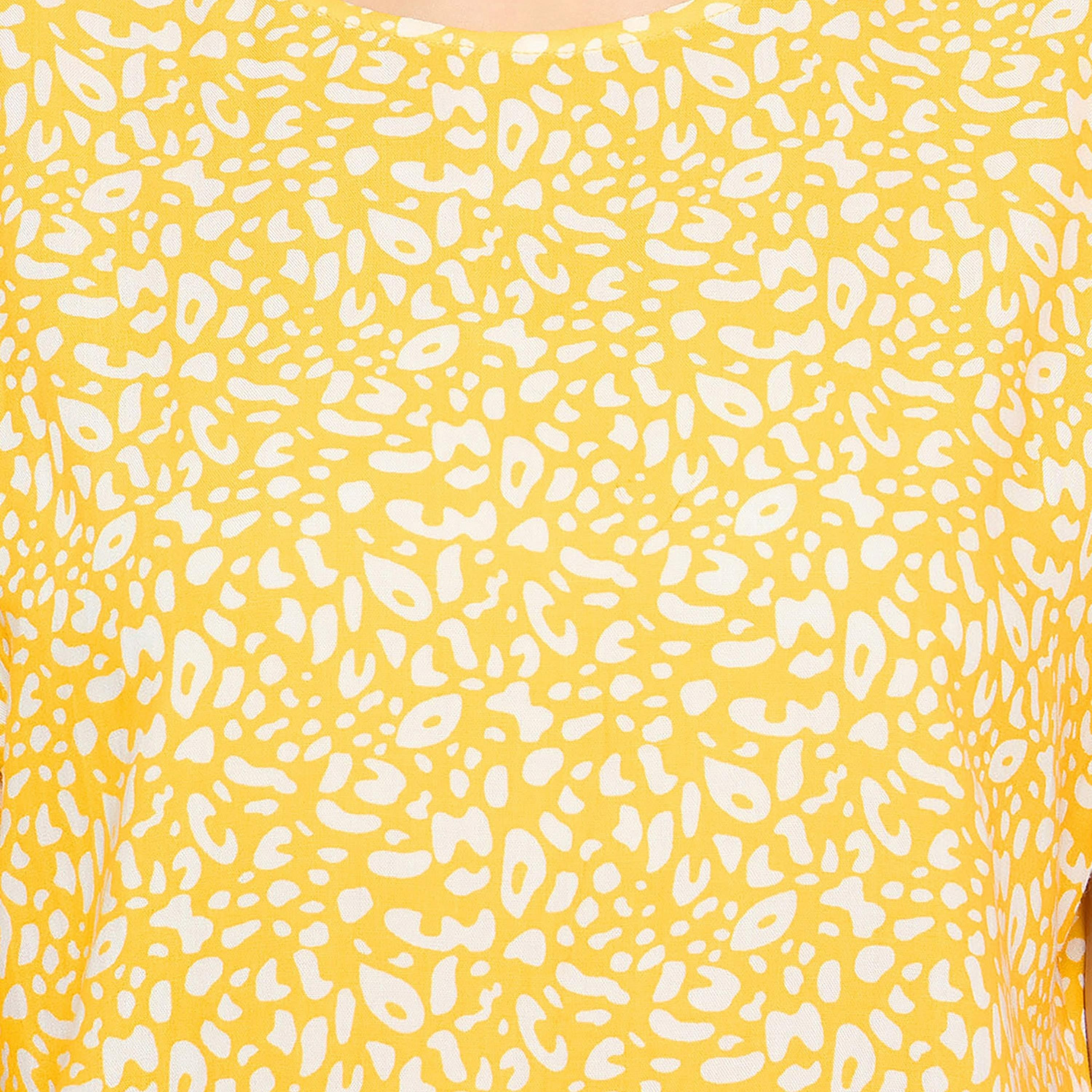 Clovia Printed Women's Top & Pyjama Set in Yellow- Rayon-women-clothing-nightwear-pyjamas-longsets-image-6