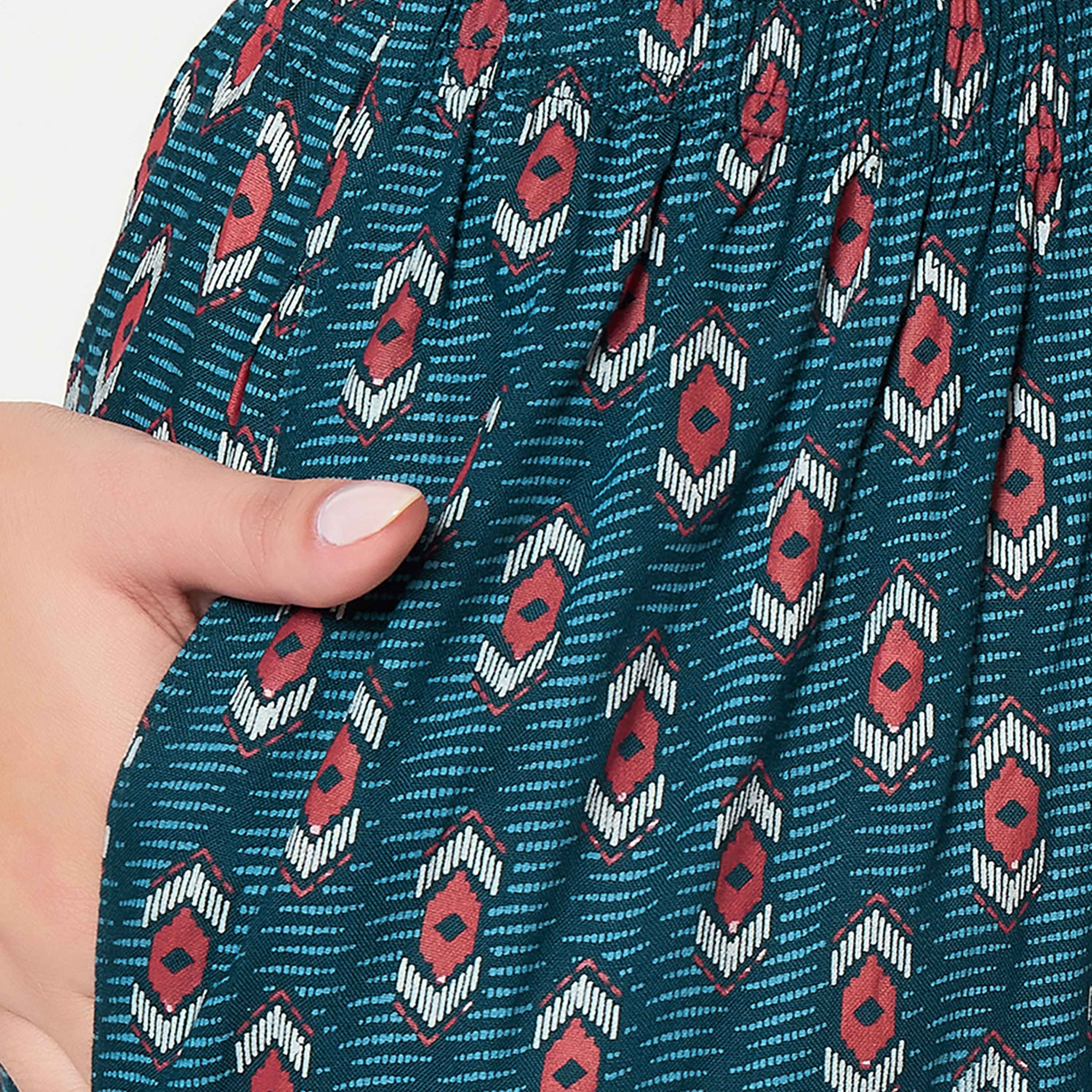 Clovia Printed Women's Top & Pyjama Set in Navy Blue- Rayon-women-clothing-nightwear-pyjamas-longsets-image-5