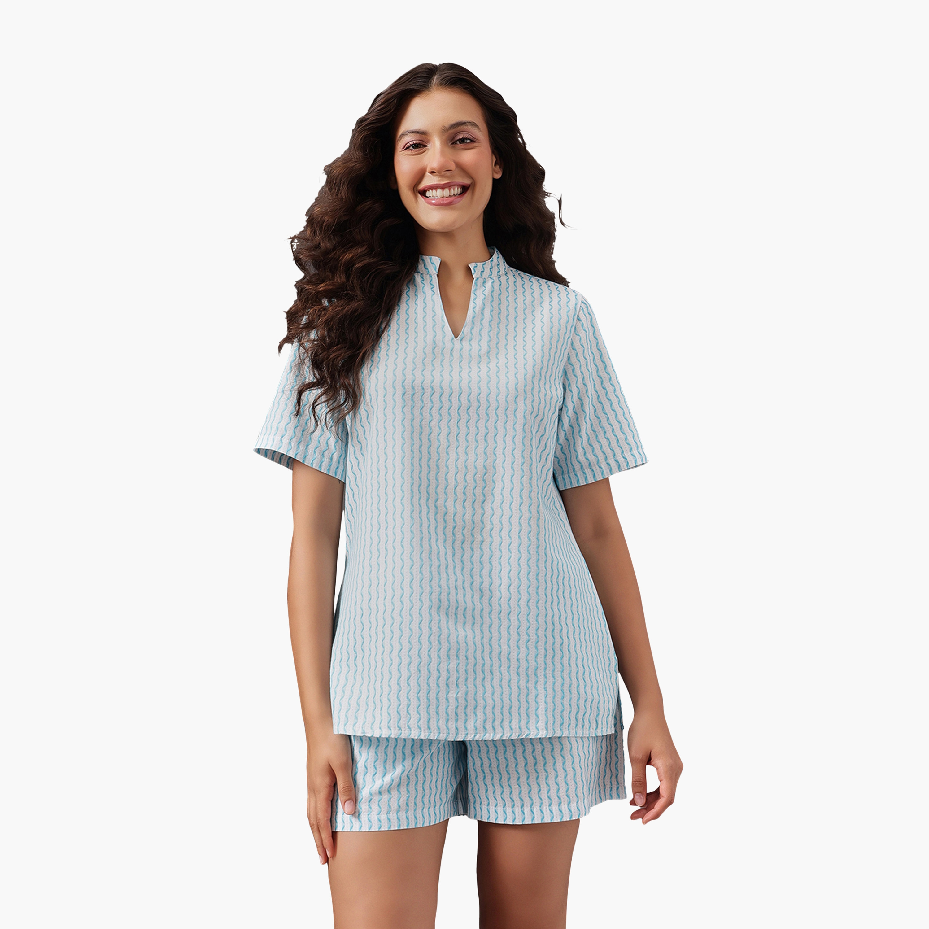 طقم توب كورتا وشورت نسائي مطبوع من كلوفيا - قطن-women-clothing-nightwear-pyjamas-shortsets-image-7