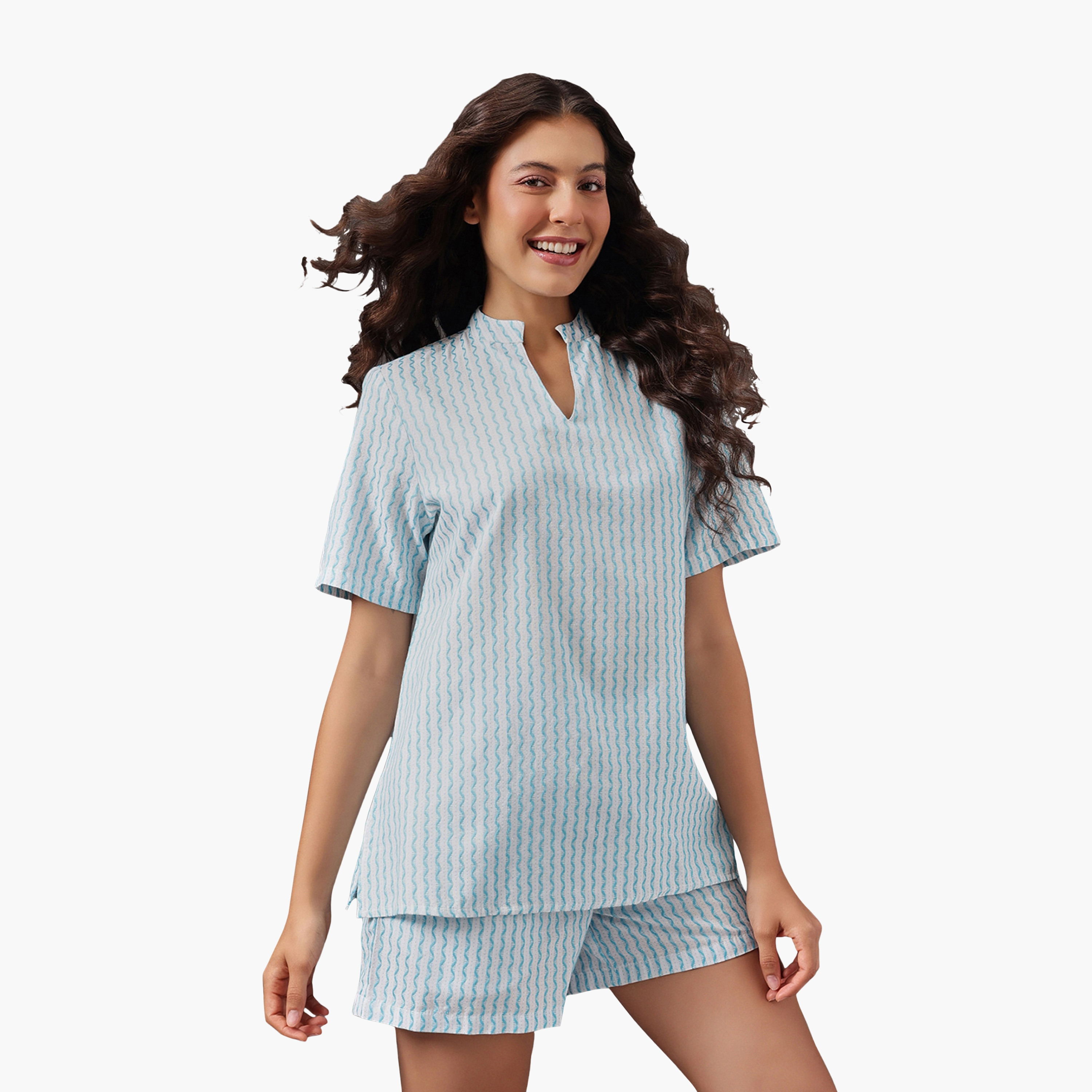 طقم توب كورتا وشورت نسائي مطبوع من كلوفيا - قطن-women-clothing-nightwear-pyjamas-shortsets-image-5