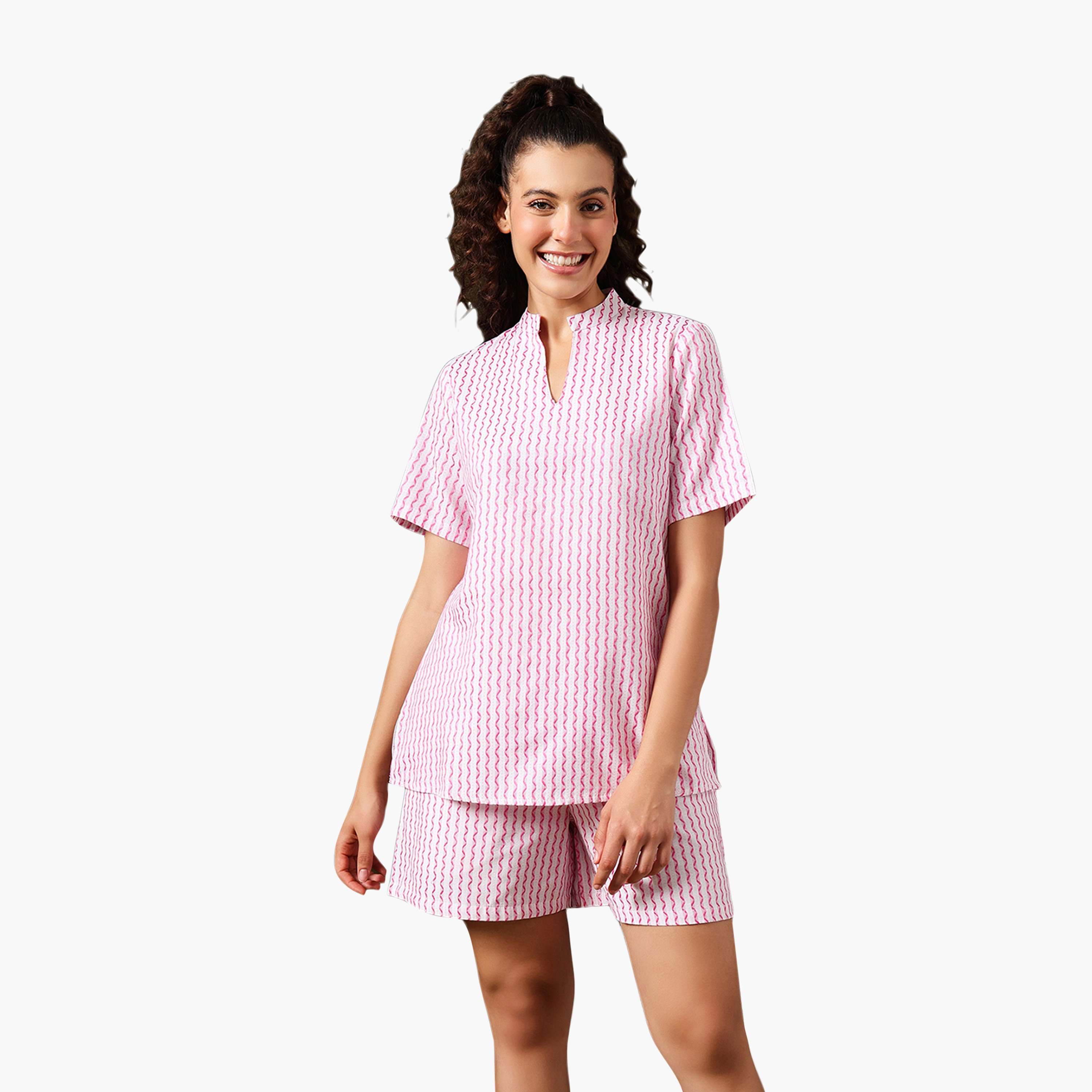 Clovia Printed Women's Kurta Top & Shorts Set - Cotton-women-clothing-nightwear-pyjamas-shortsets-image-15