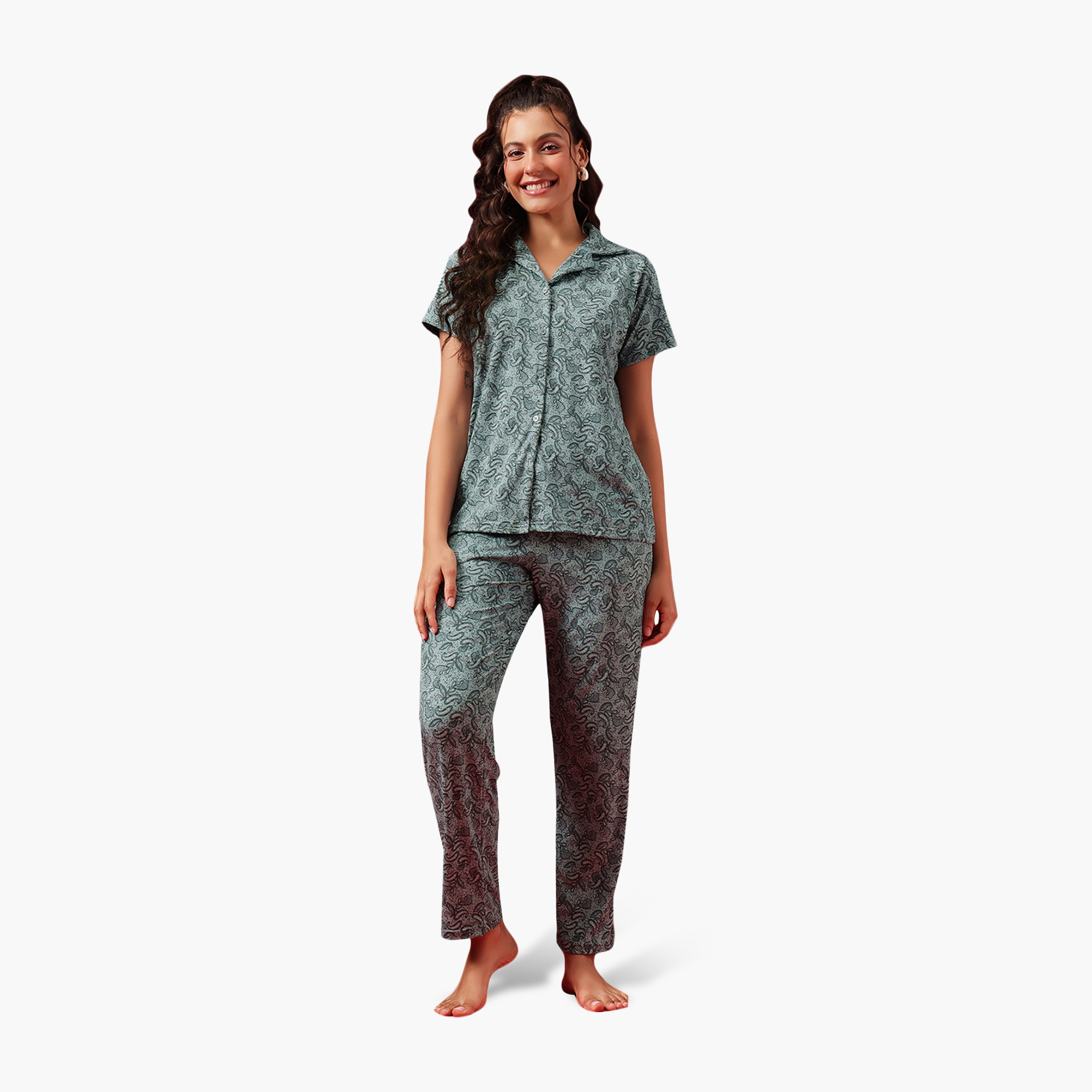 بدلة نوم نسائية بطبعة بيزلي فائقة النعومة وأزرار من كلوفيا-women-clothing-nightwear-pyjamas-longsets-image-1