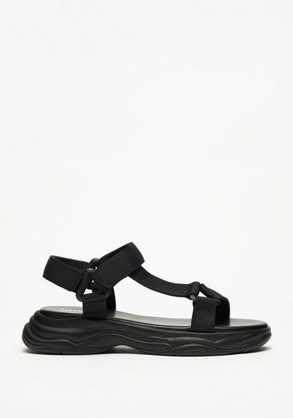 Missy Textured Back Strap Sandals with Hook and Loop Closure-Women%27s Flat Sandals-image-1