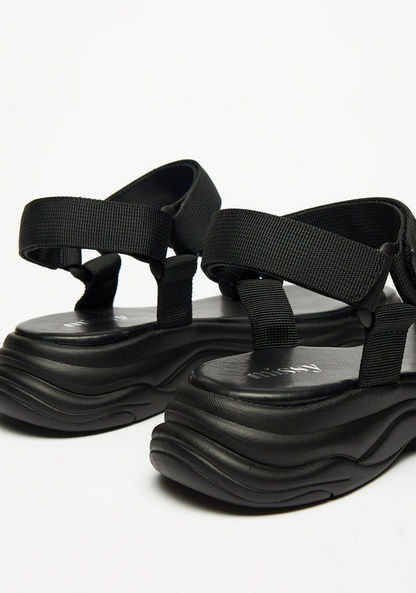 Missy Textured Back Strap Sandals with Hook and Loop Closure-Women%27s Flat Sandals-image-3